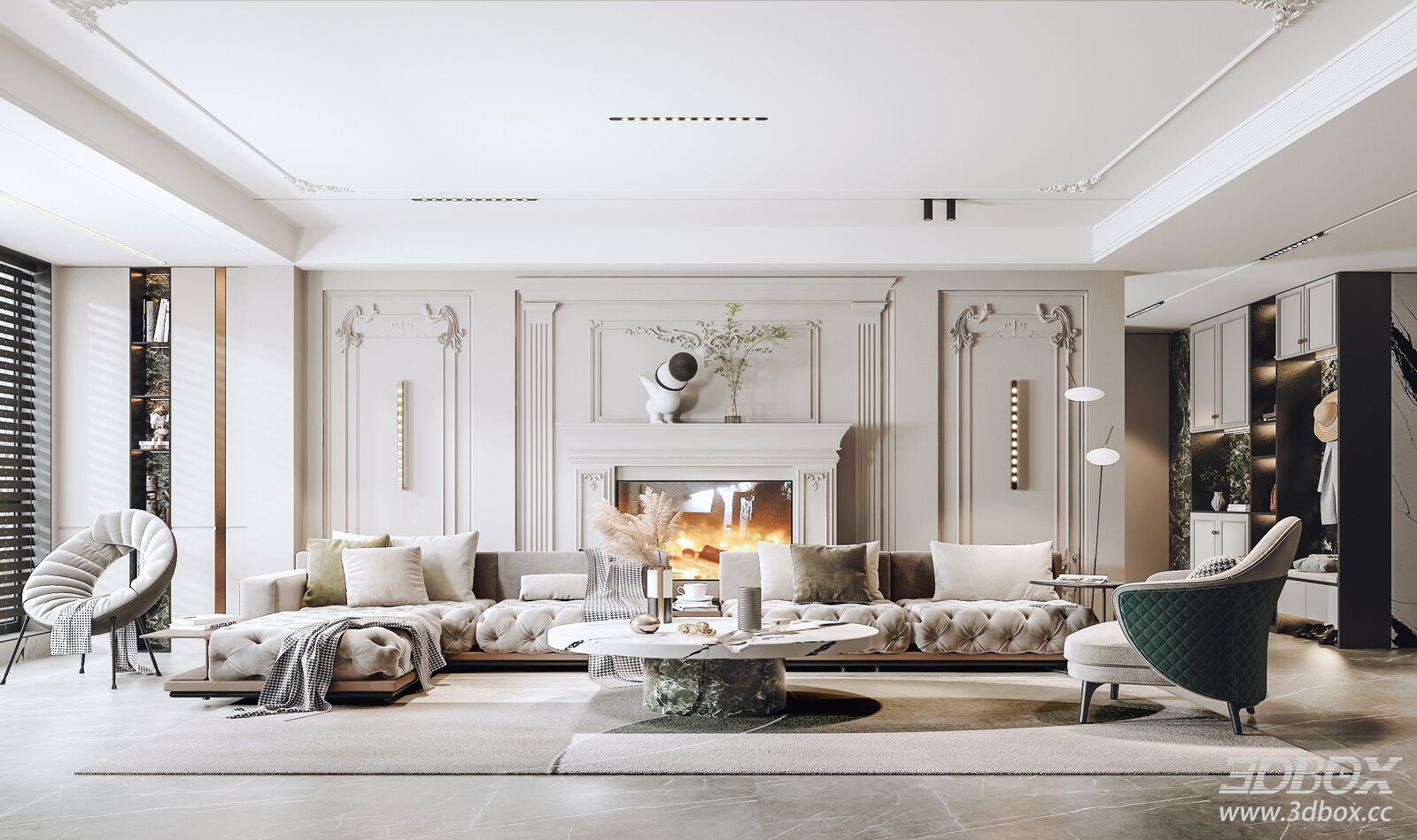 American - style Living Room with Elegant Furnishings