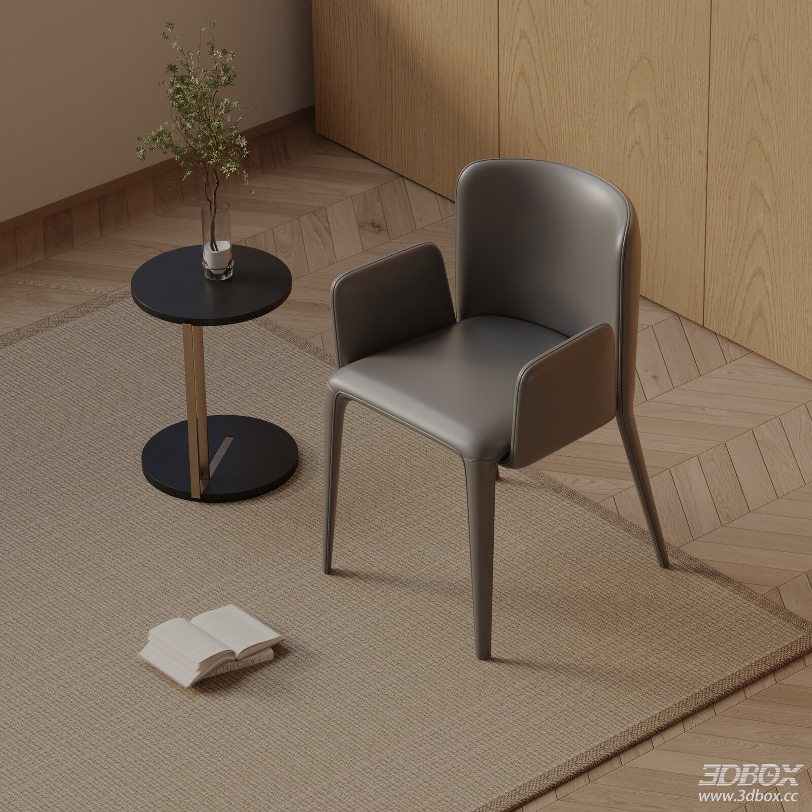 Modern Armchair with Side Table