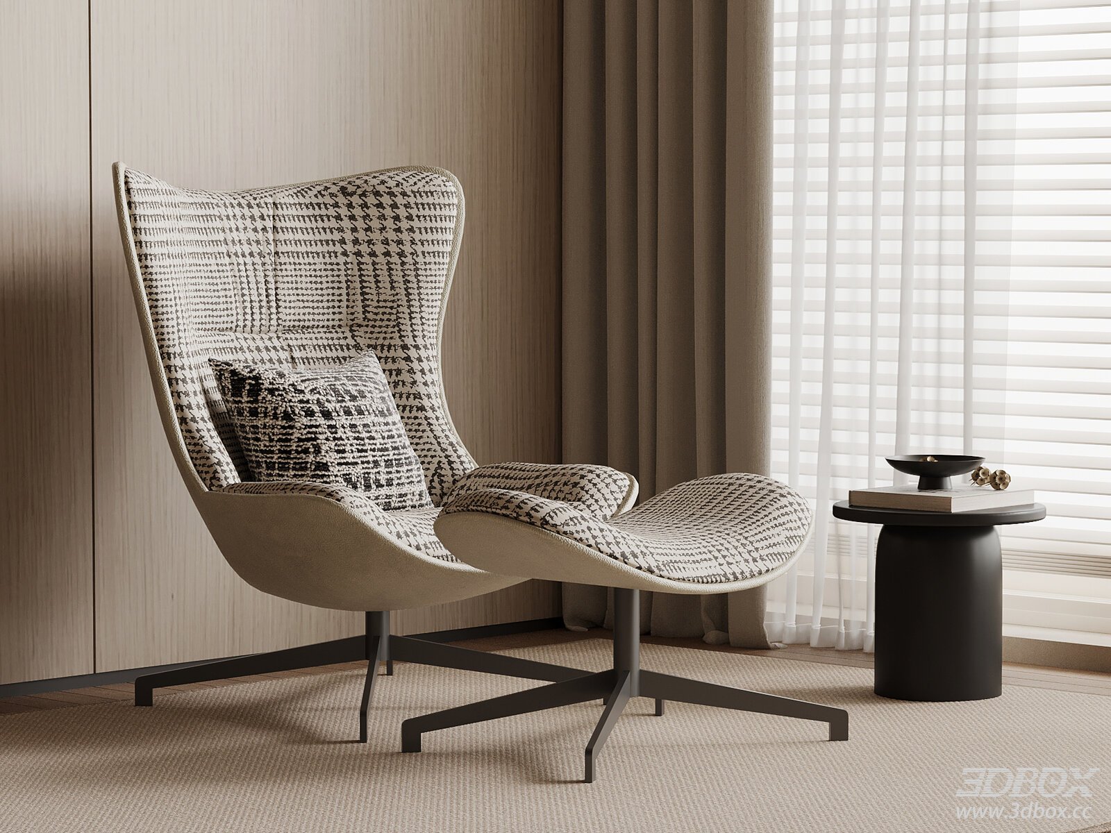 Modern Reclining Armchair with Patterned Upholstery