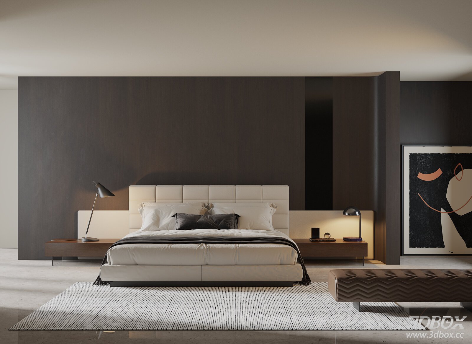 Modern Double Bed in Bedroom