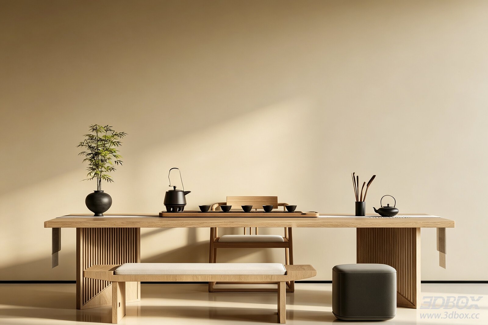 Modern - Chinese Style Tea Table and Chairs Set