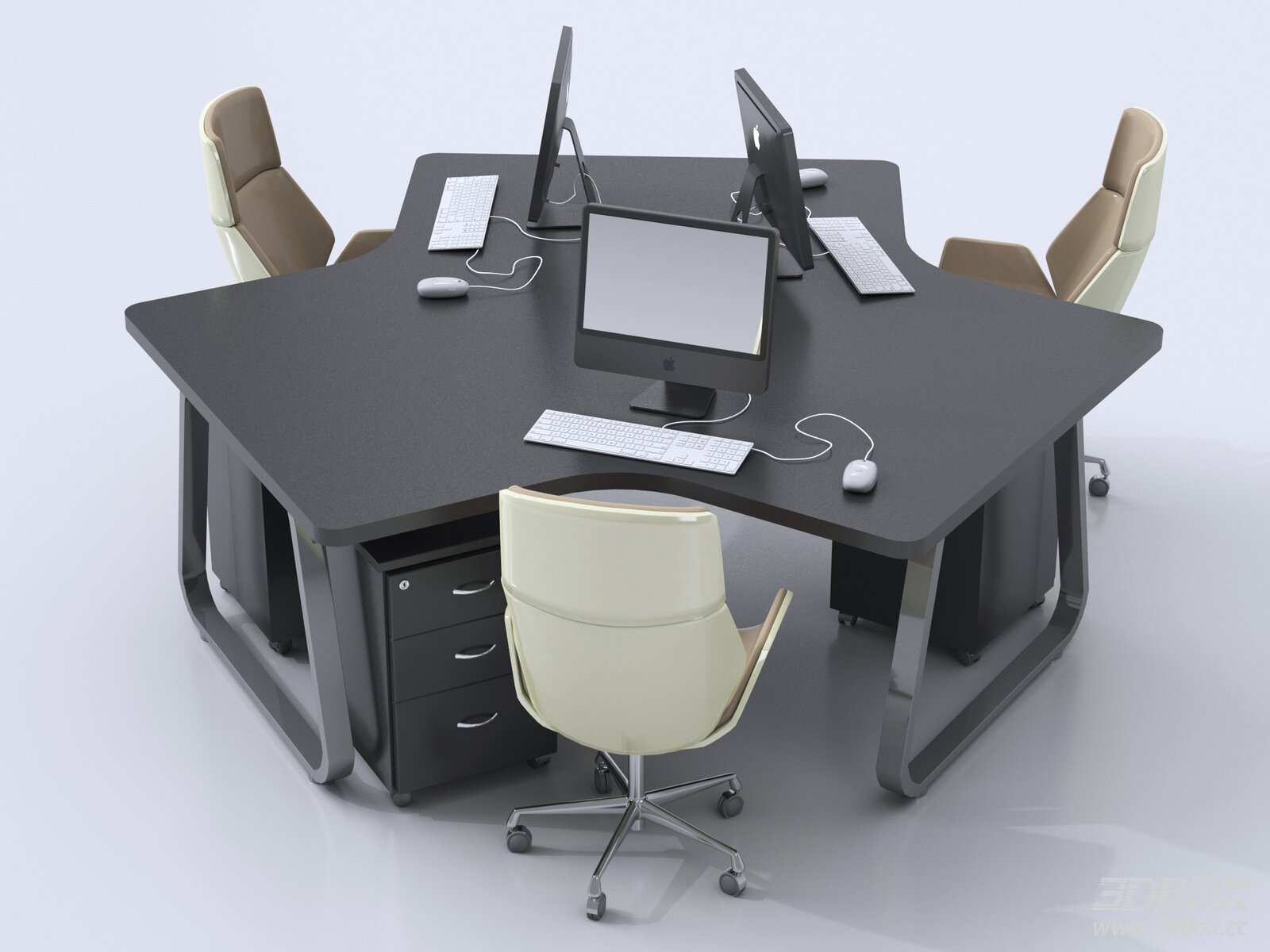 Modern Office Desk and Chairs