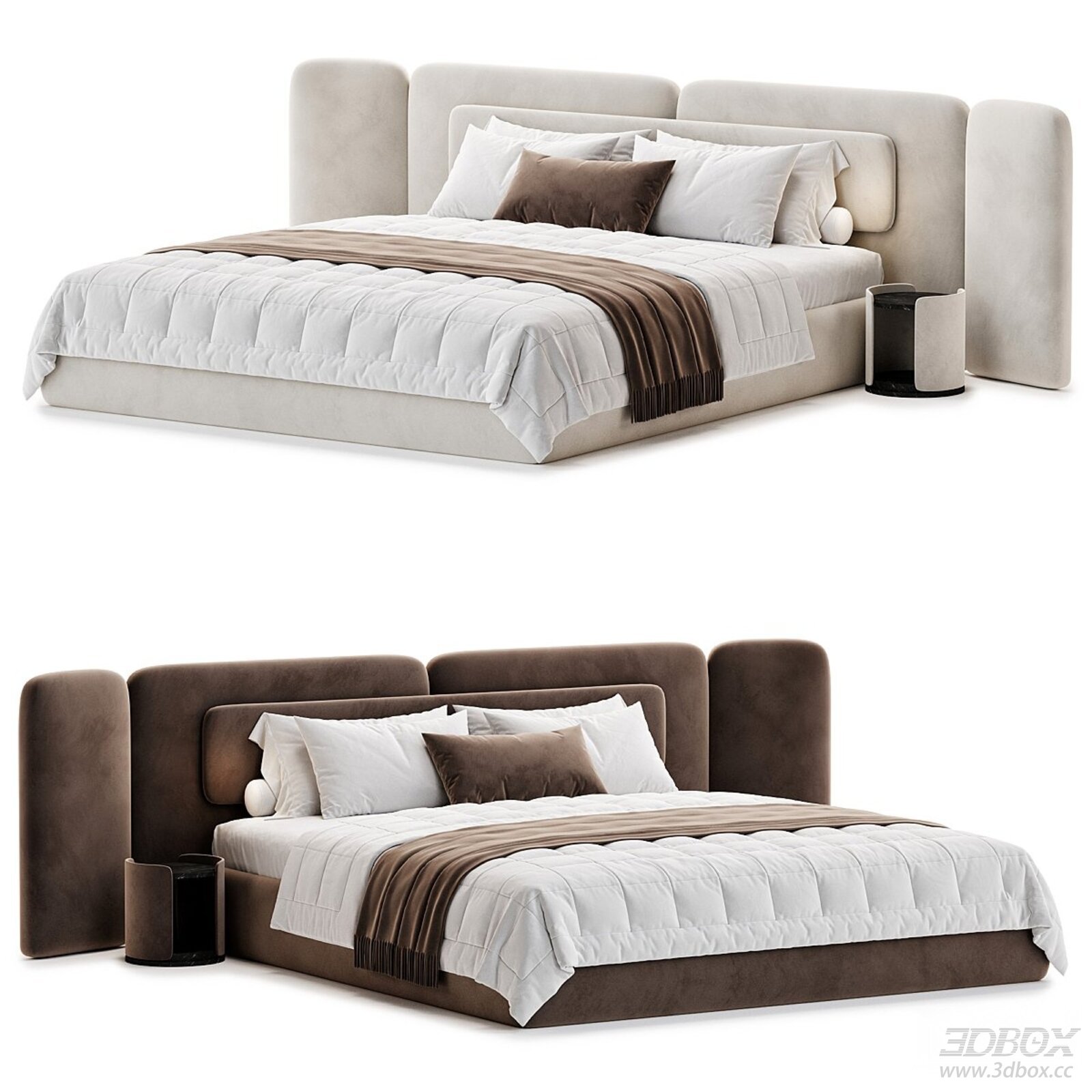 Modern Double Bed with Elegant Headboard