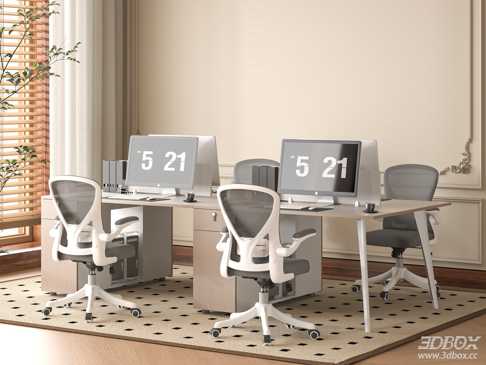 Modern Office Desk and Chairs