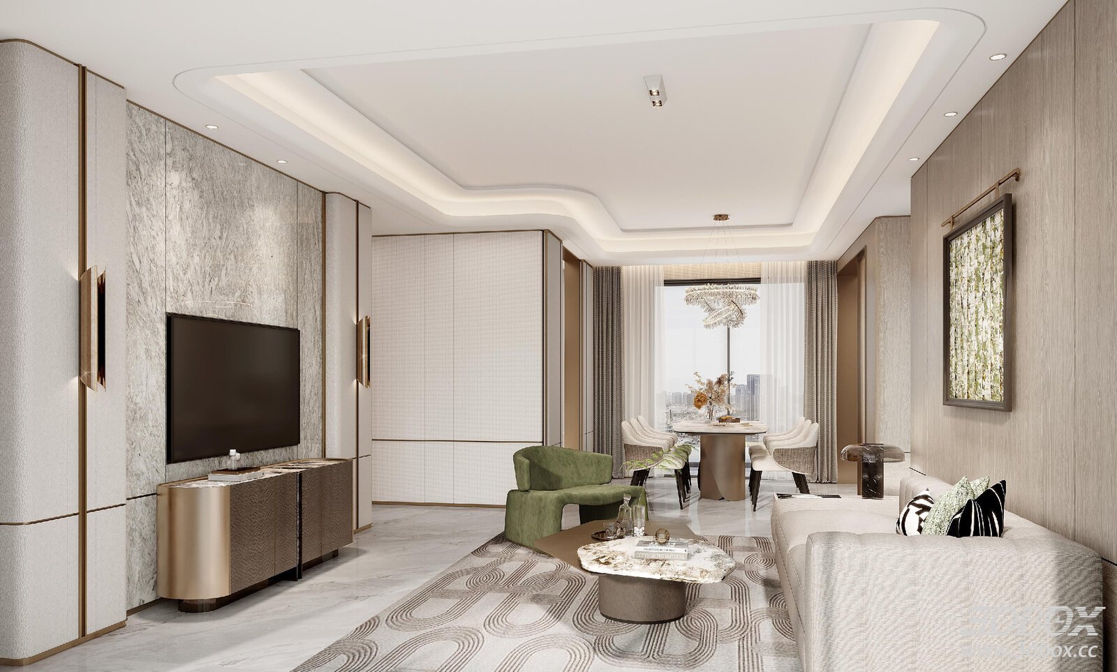 Modern Luxury Living and Dining Room