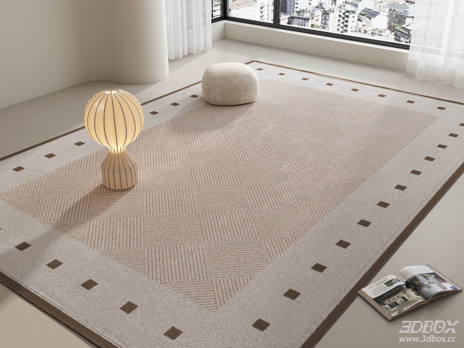 Minimalist Living Room Carpet with Floor Lamp