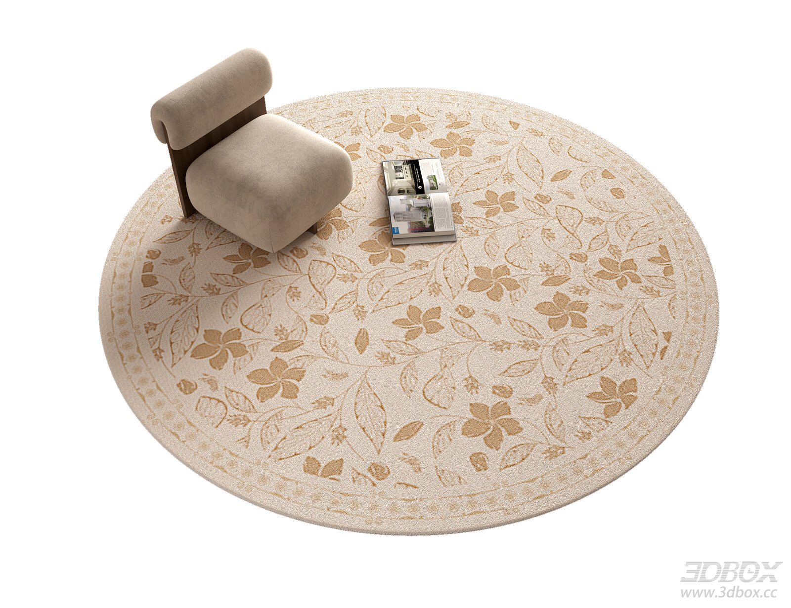 French - style Round Carpet with Floral Patterns
