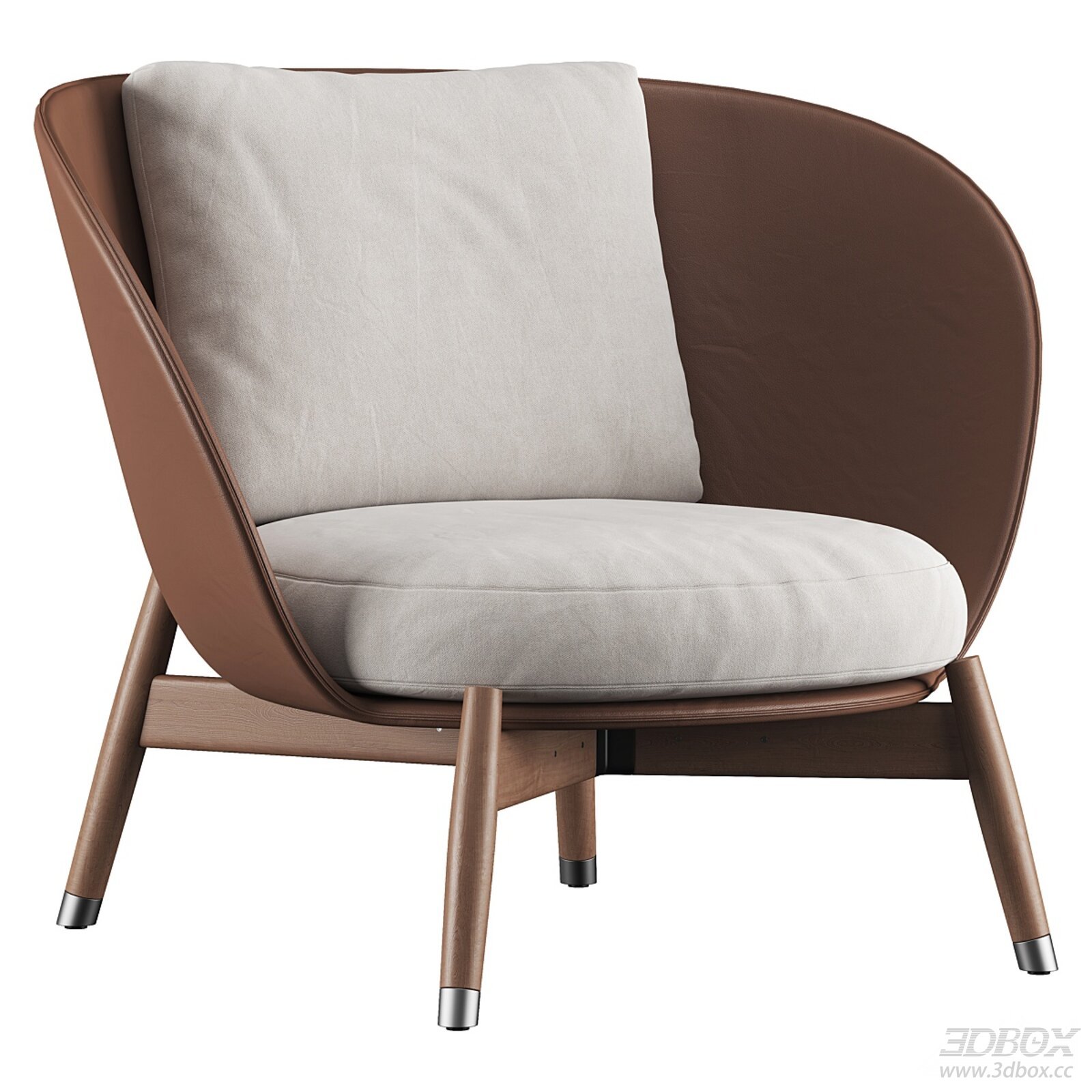 Contemporary Leather Armchair with Cushion