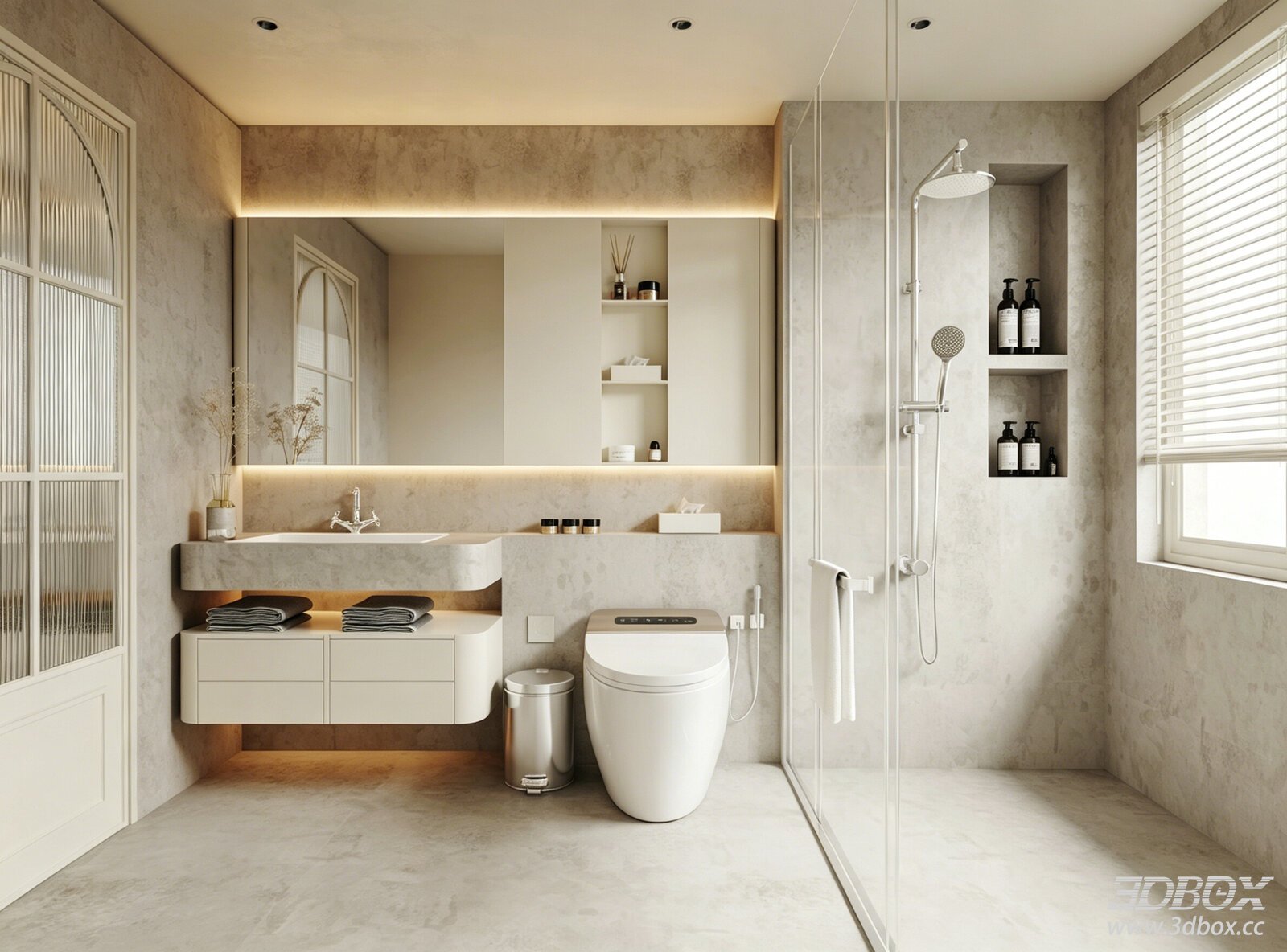 Creamy - style Modern Bathroom