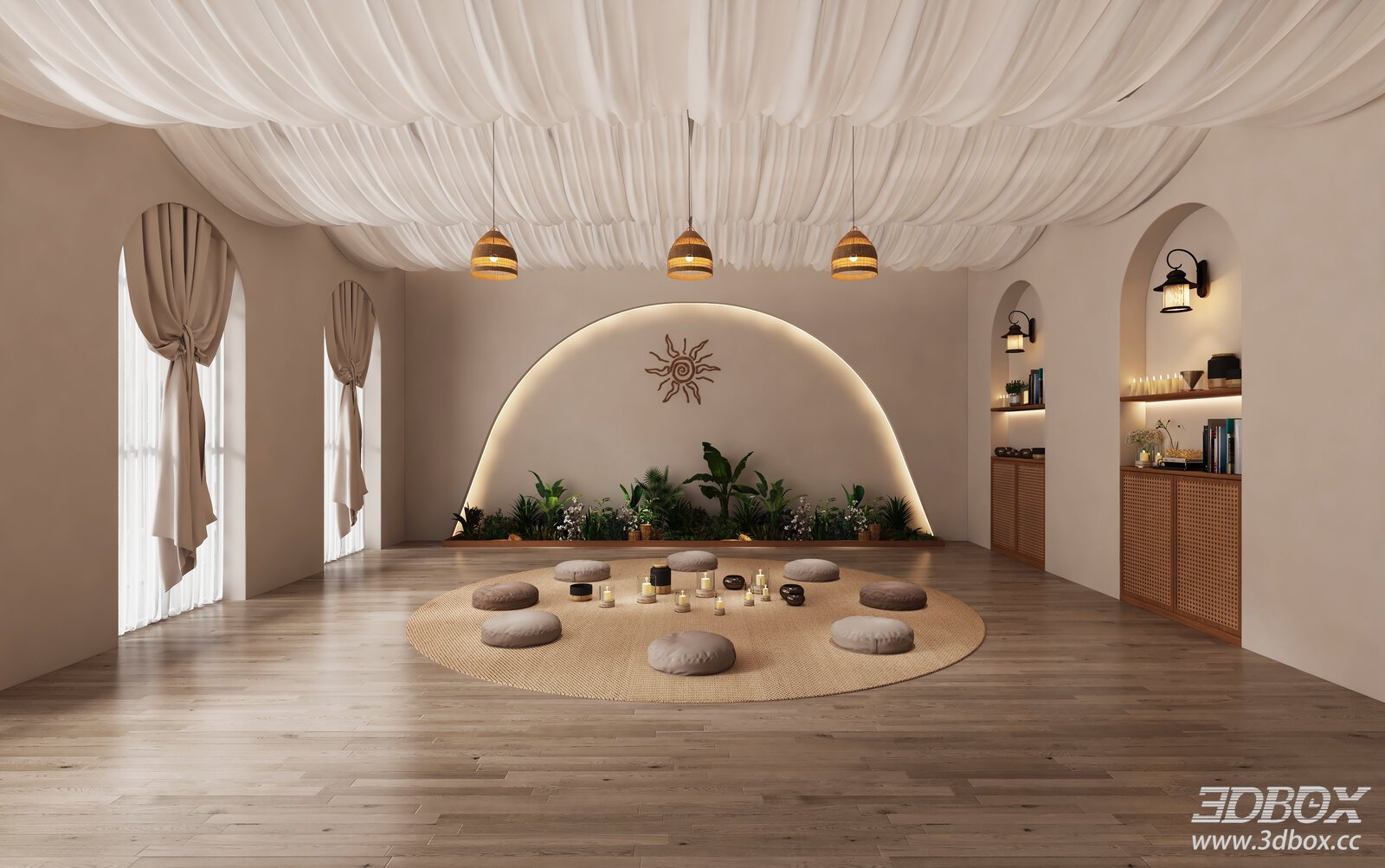 Zen - inspired Meditation Room with Canopy