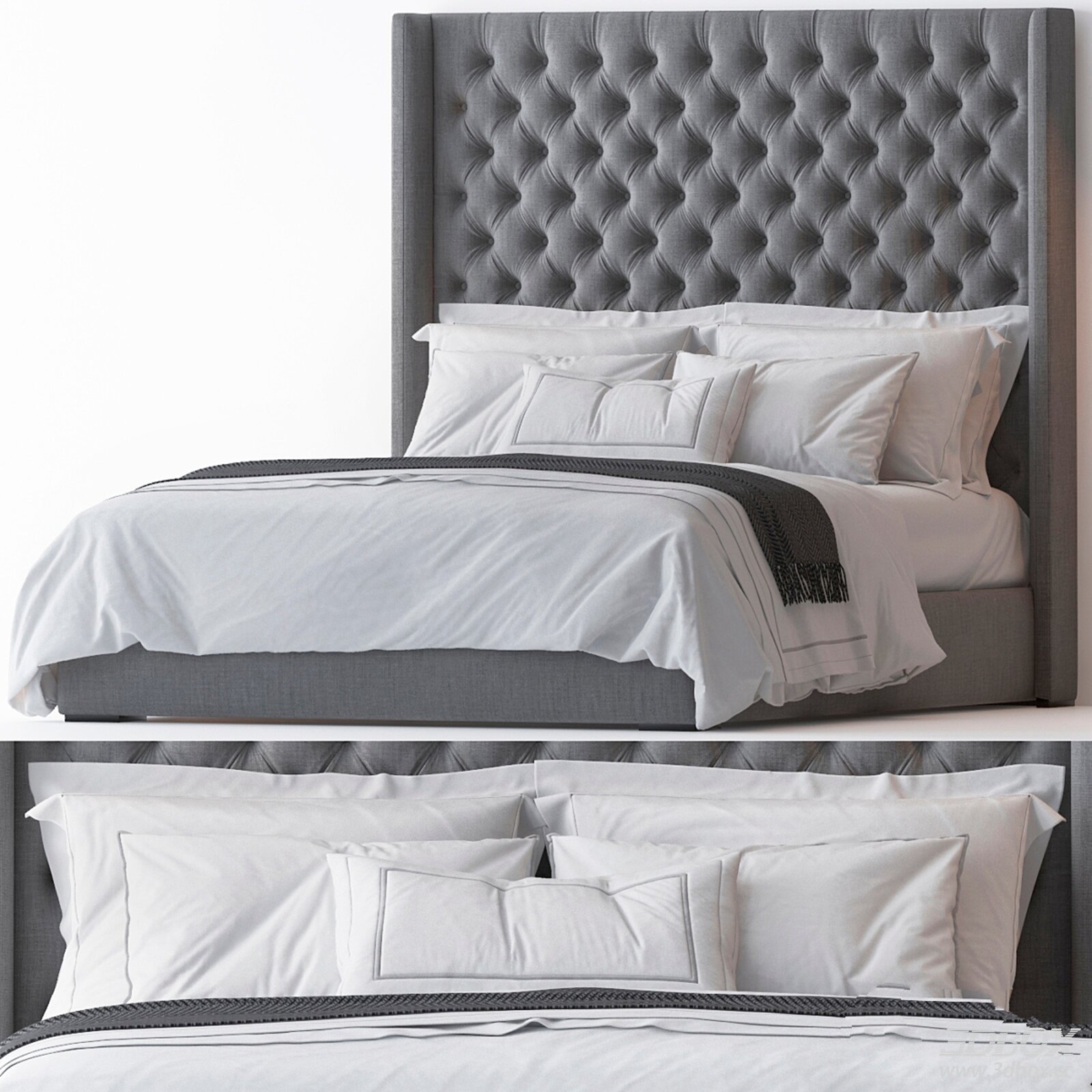 Tufted Upholstered Bed with Elegant Design