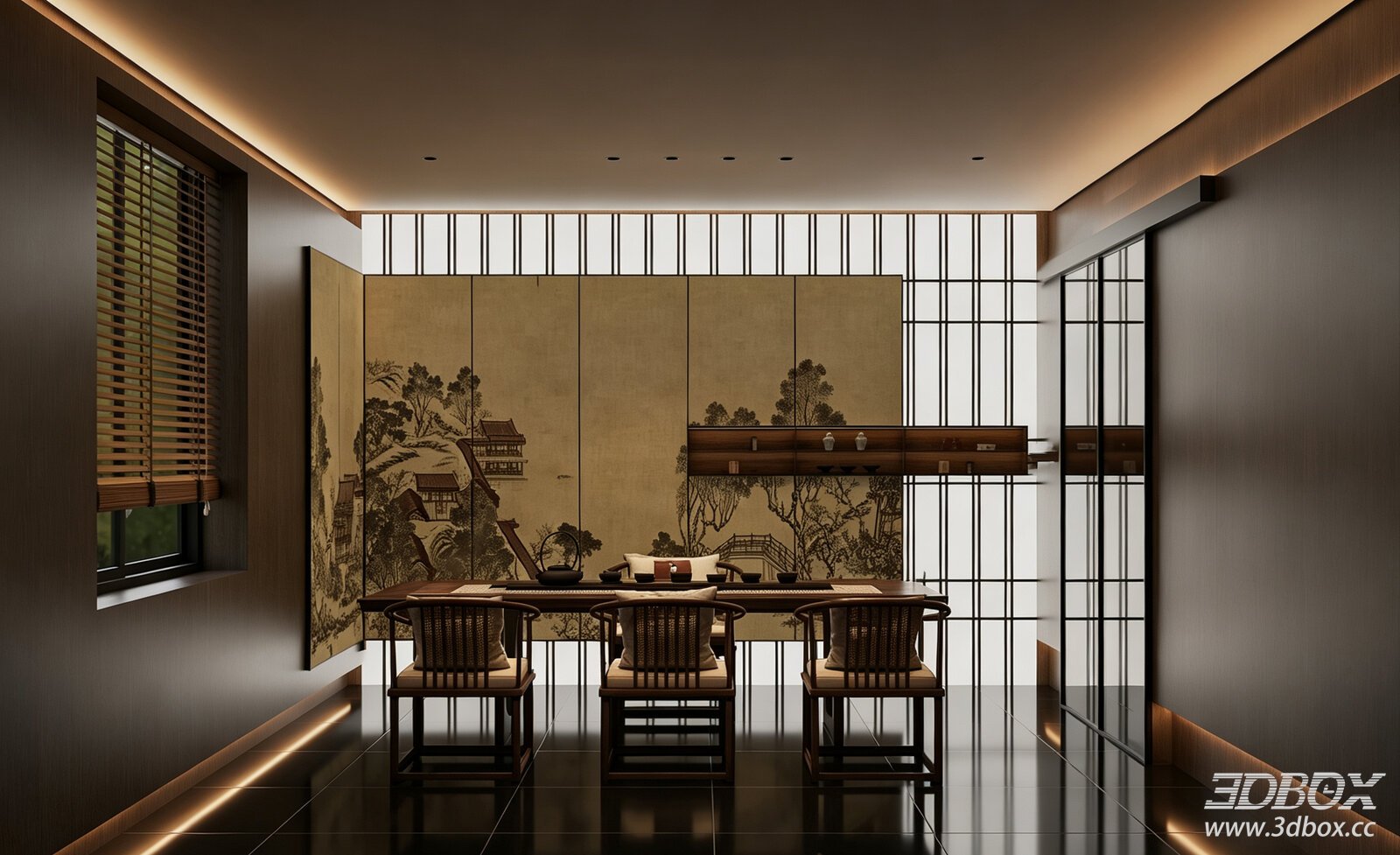Modern - Chinese Tea Room with Metal Accents