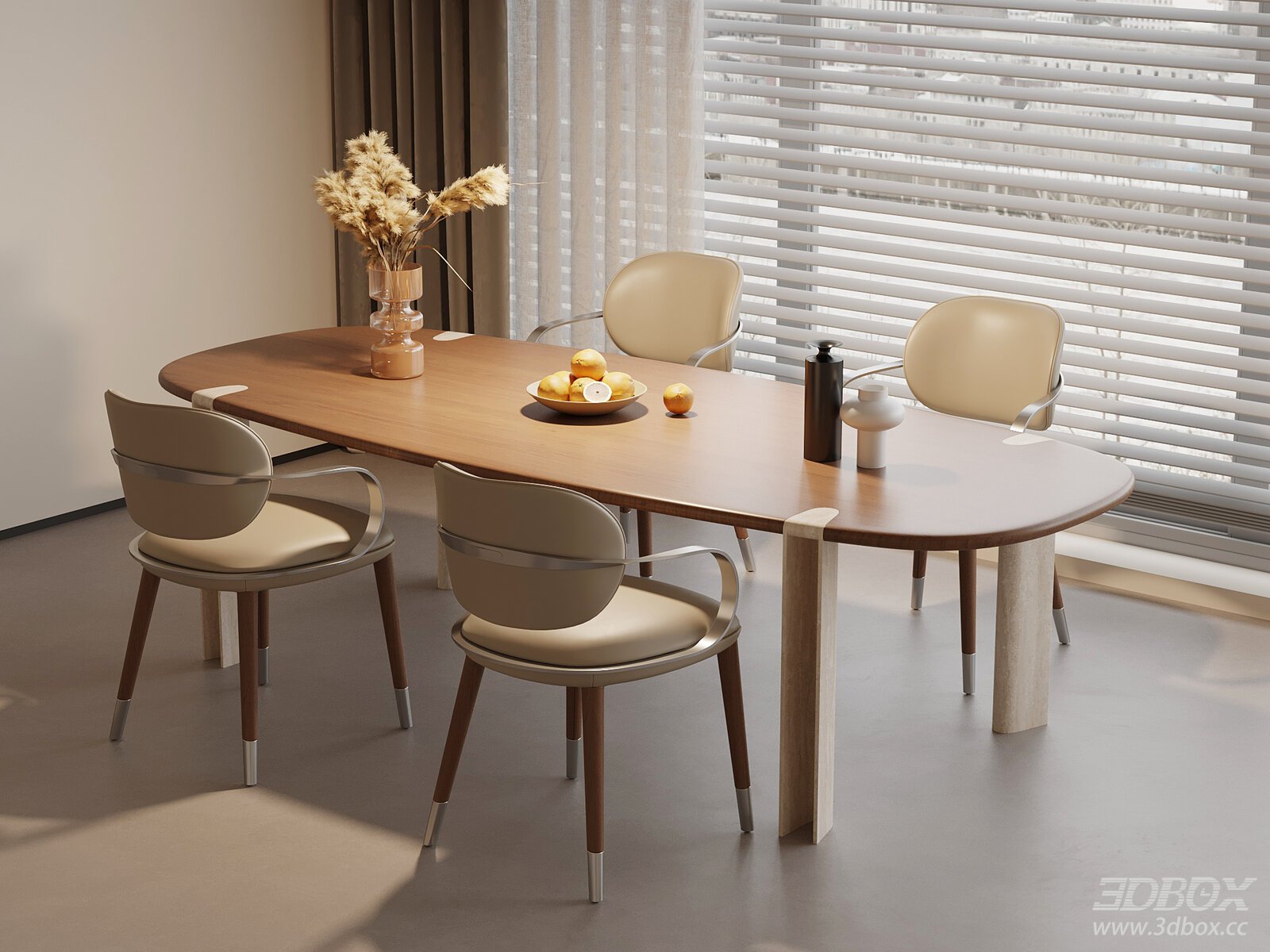 Wabi-Sabi Mid-Century Dining Table and Chairs