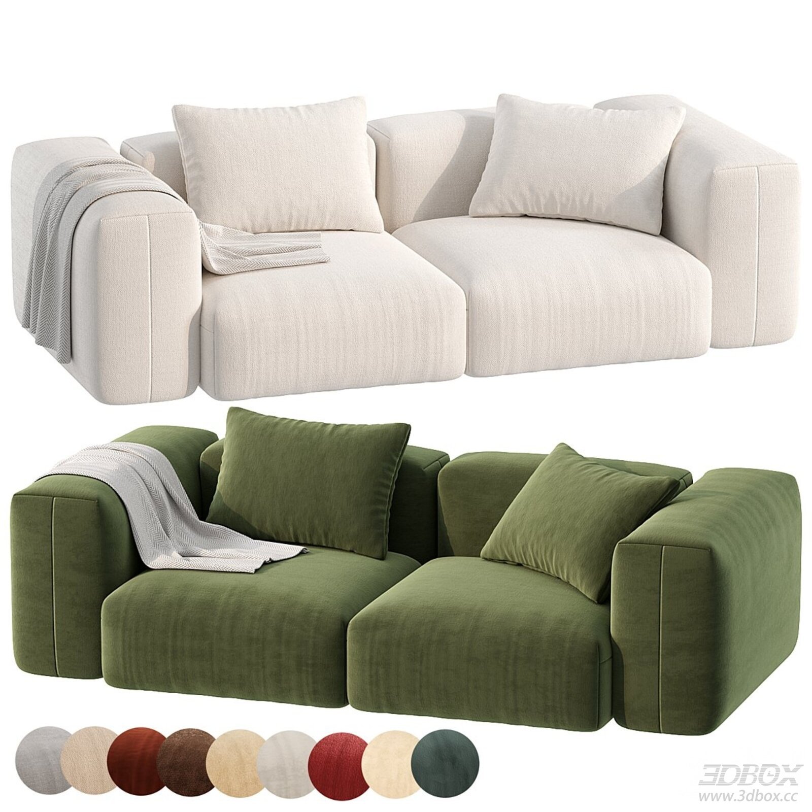 Modern Fabric and Leather Sofa Set