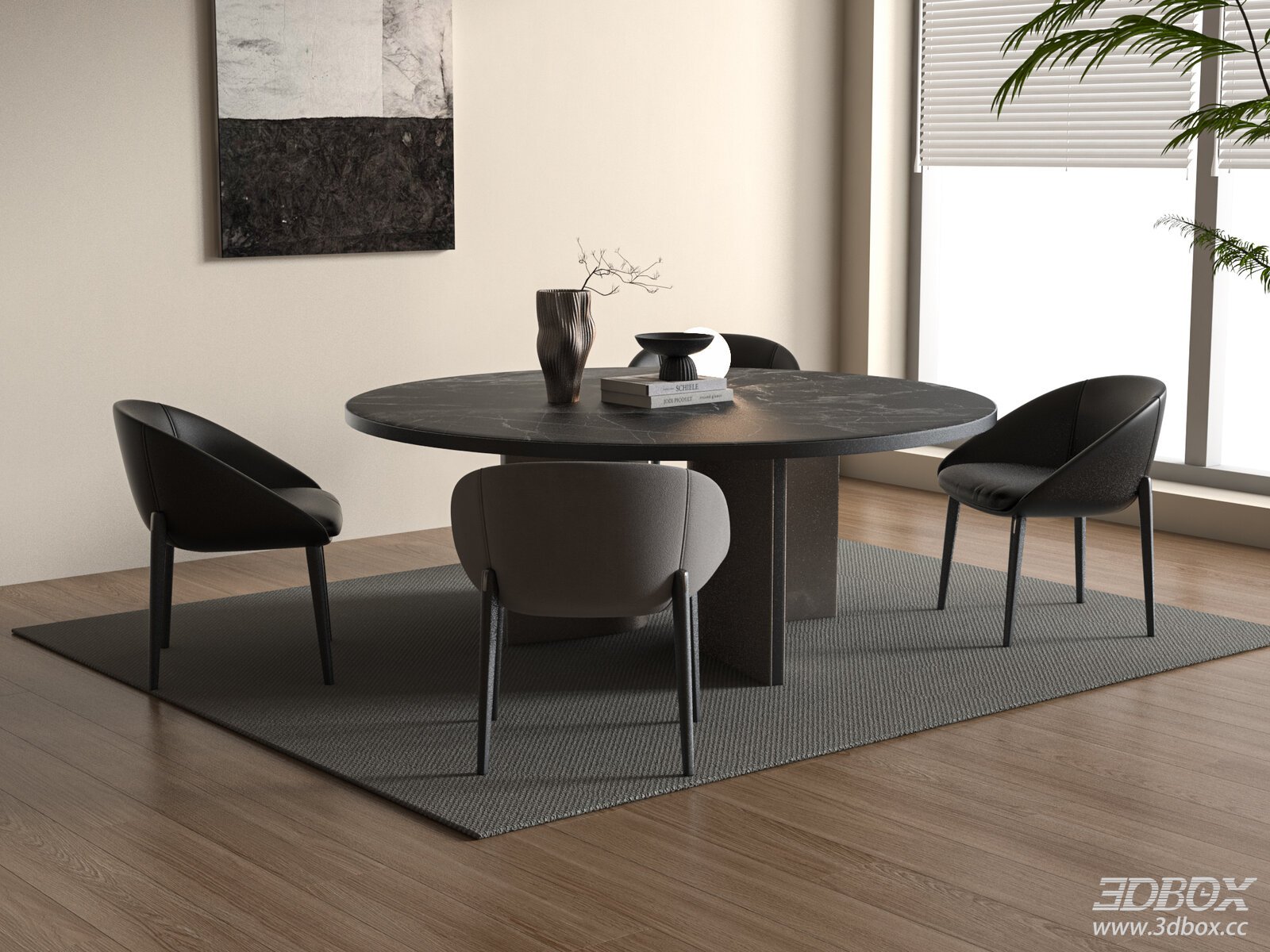 Modern Round Dining Table and Chairs Set