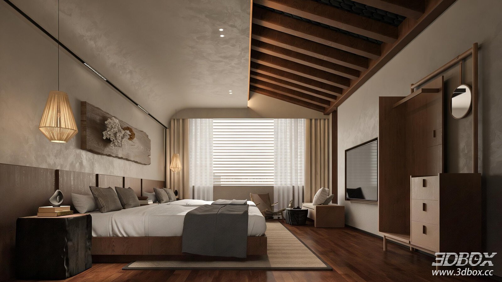 Wabi - Sabi Style Bedroom with Wooden Elements