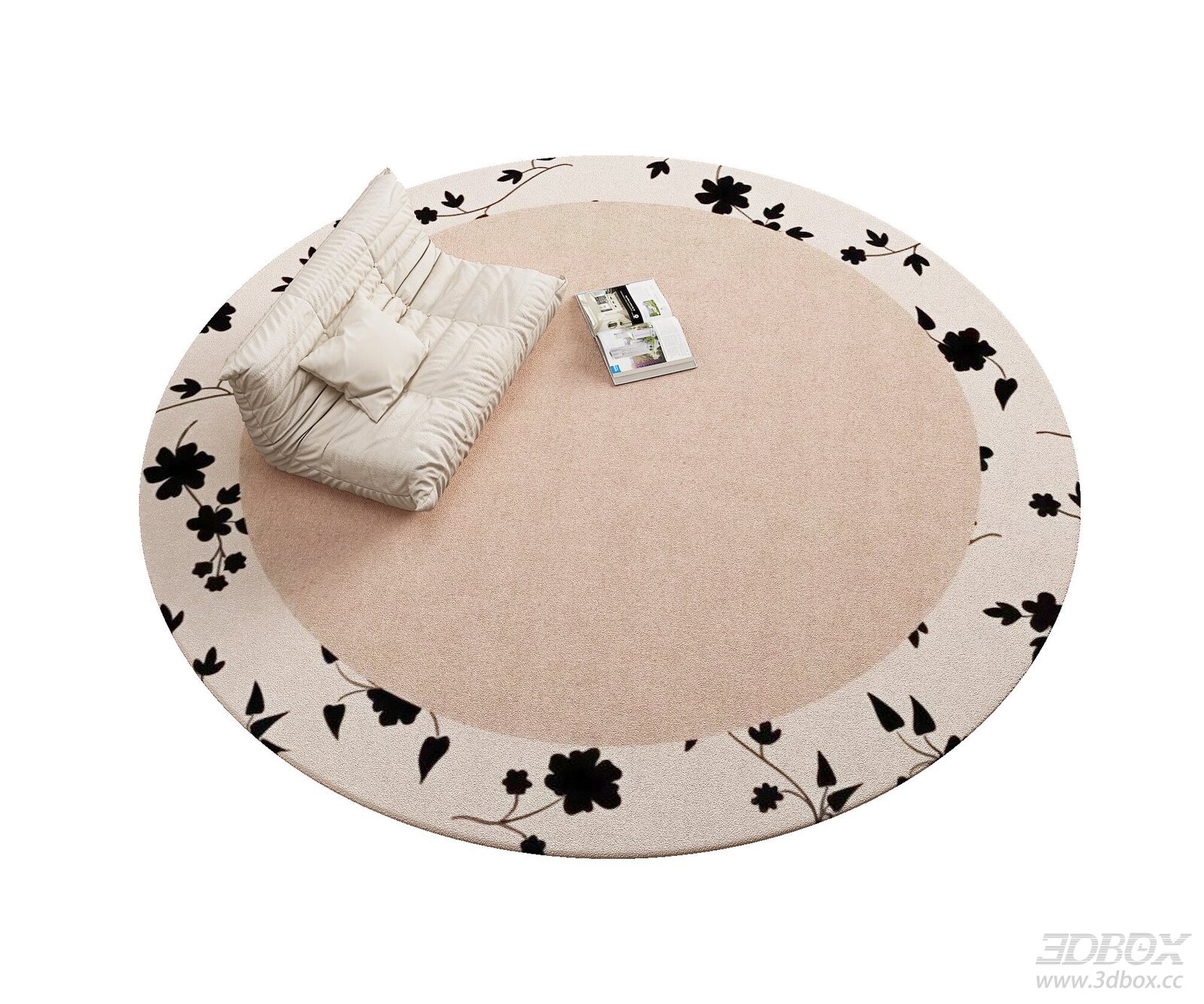 Vintage - style Round Carpet with Floral Pattern