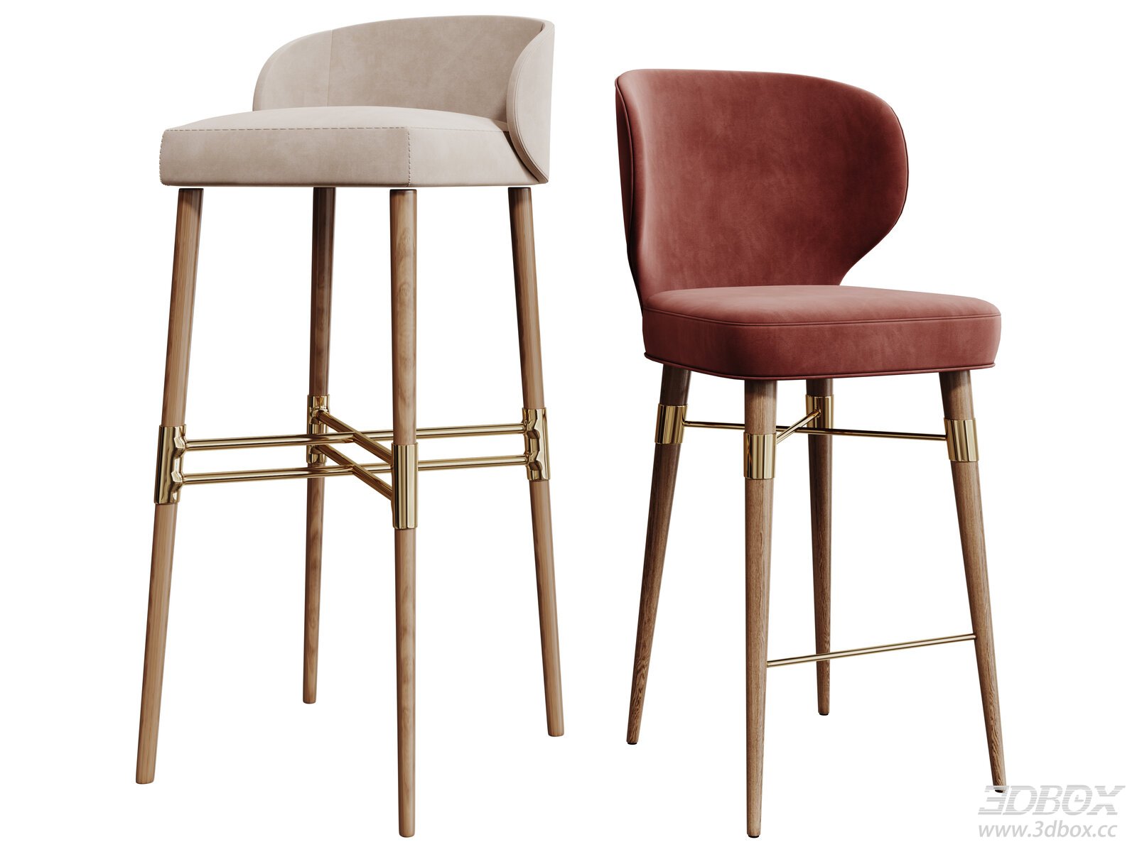 Modern Bar Stools with Leather Upholstery