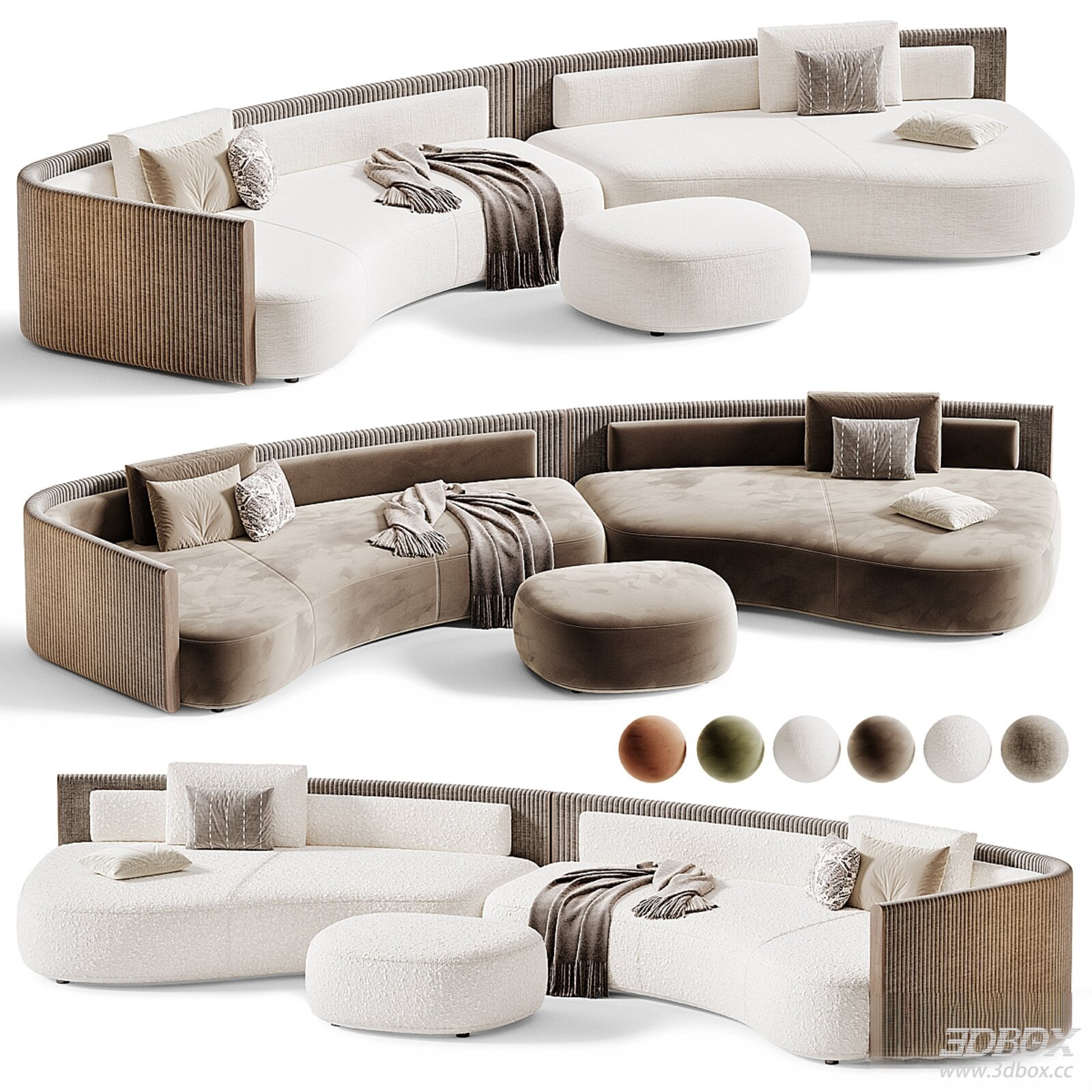 Modern Outdoor Curved Sofa Set with Ottoman