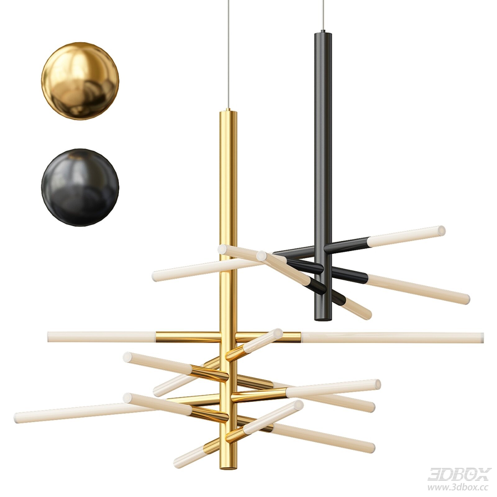 Modern Suspension Lamp with Metallic Finish