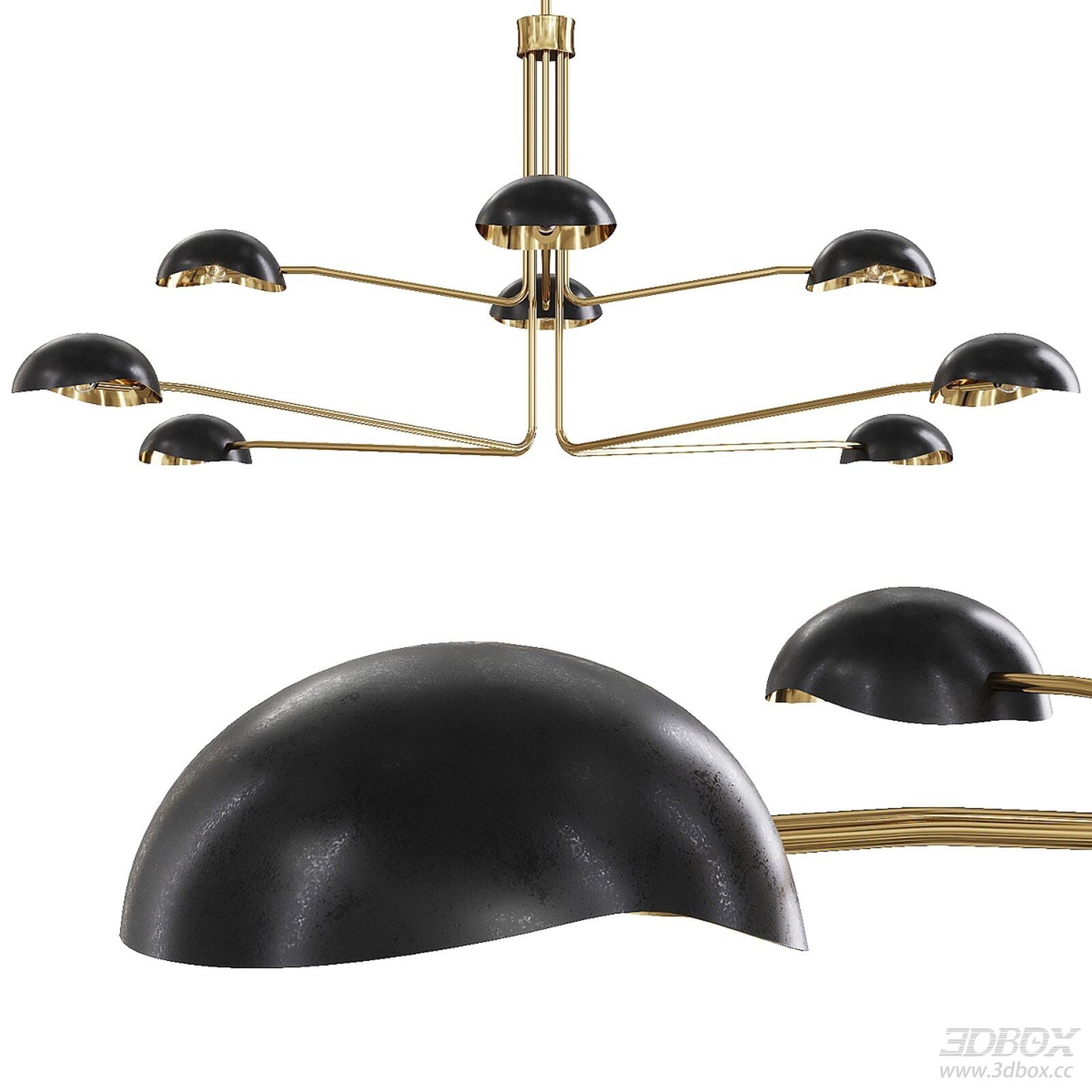 Round Chandelier with Black and Gold Finish