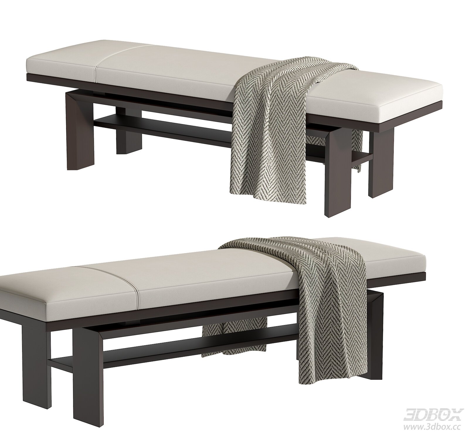Modern Bedroom Bench with Thrown Blanket