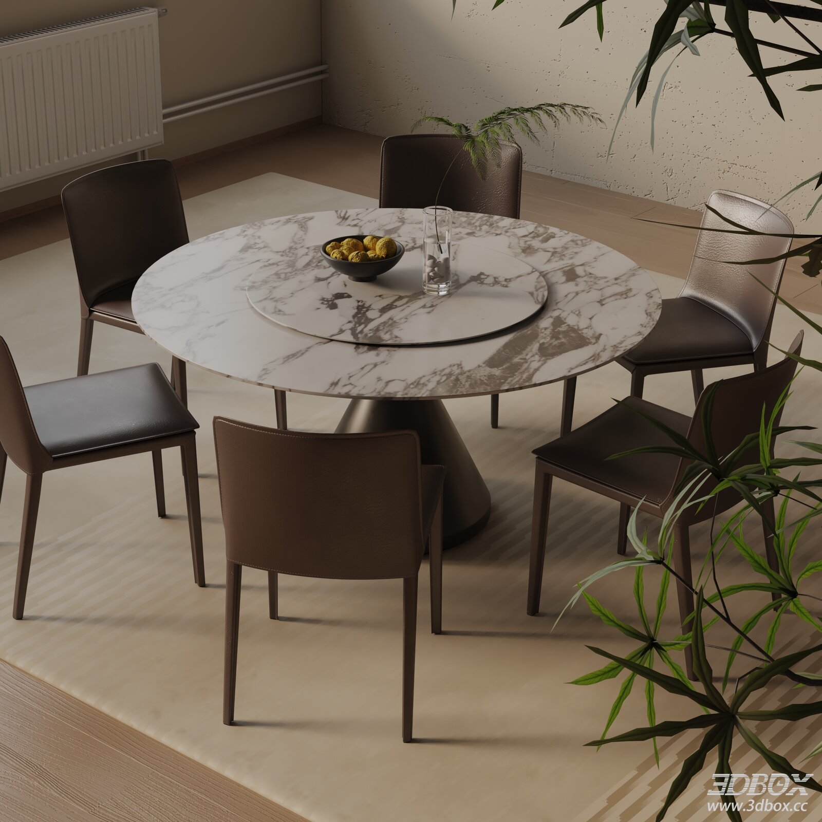 Modern Round Dining Table and Chairs