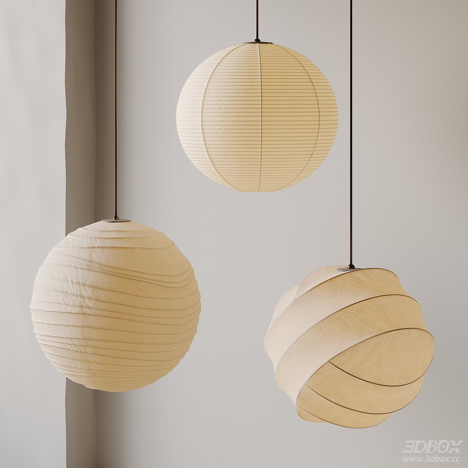 Wabi - Sabi Mid - Century Hanging Paper Lamps