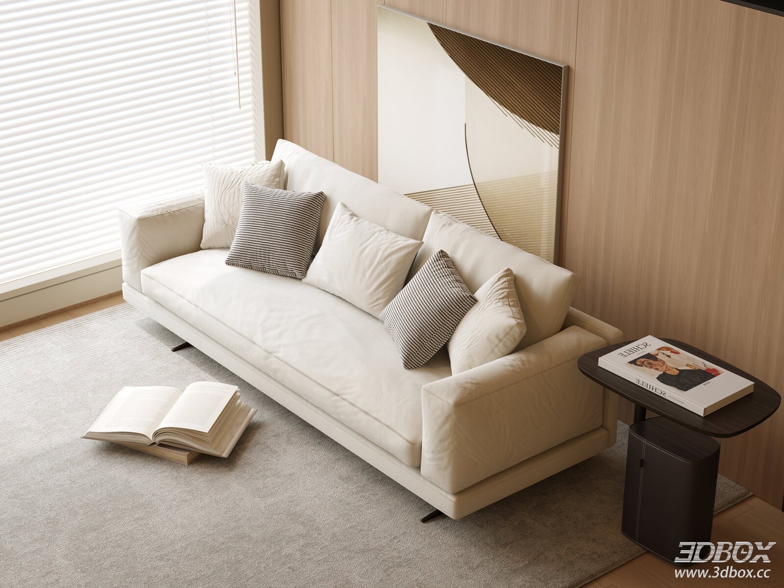 Cream - style Double Sofa with Pillows