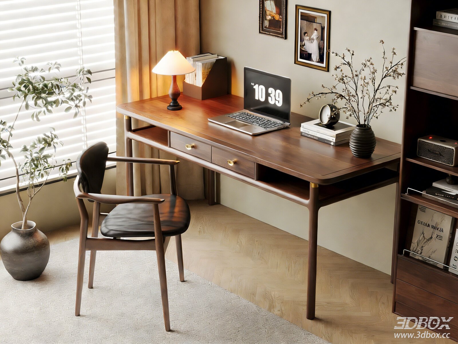 Wabi - Sabi Style Solid Wood Desk and Chair Set