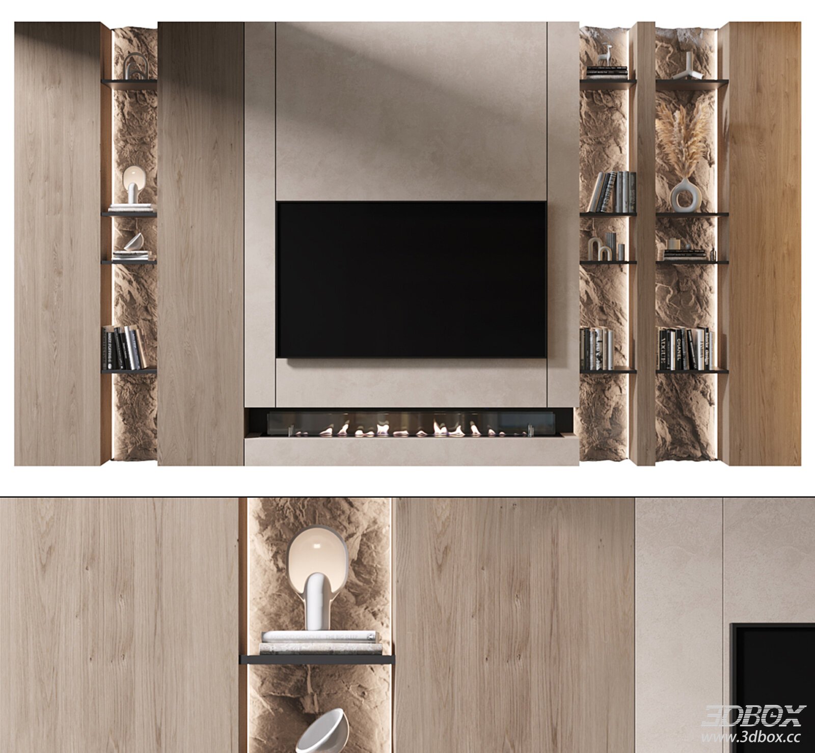 Modern TV Wall Cabinet with Shelves