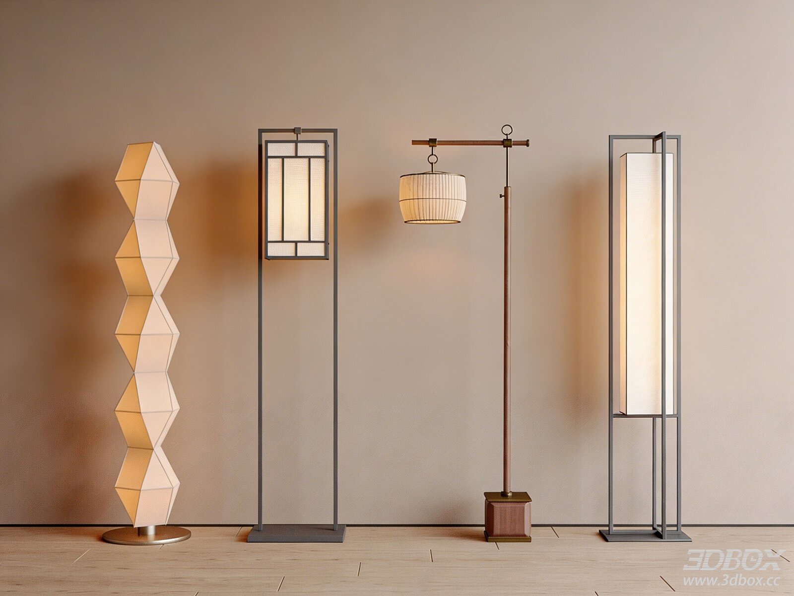 Chinese - style Floor Lamps Set