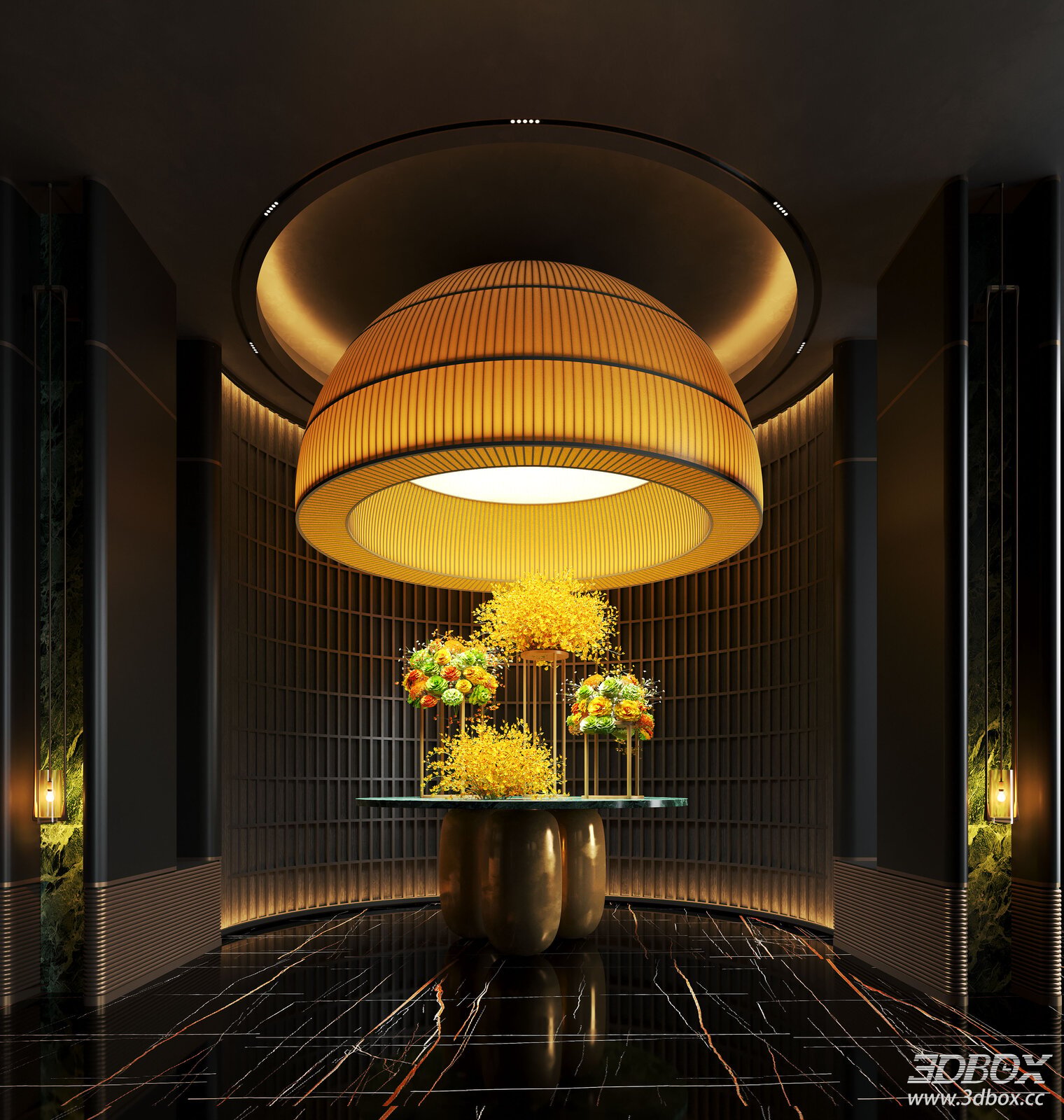 Modern Hotel Lobby Floral Installation
