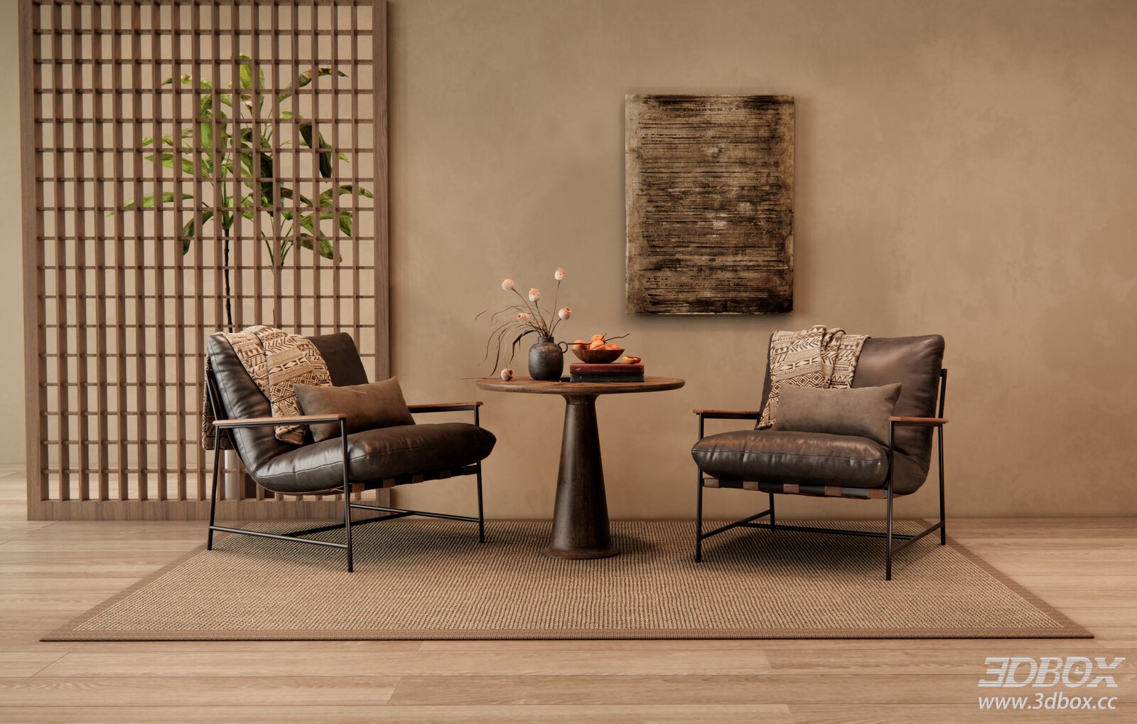 Wabi - Sabi Mid - Century Lounge Chairs and Table