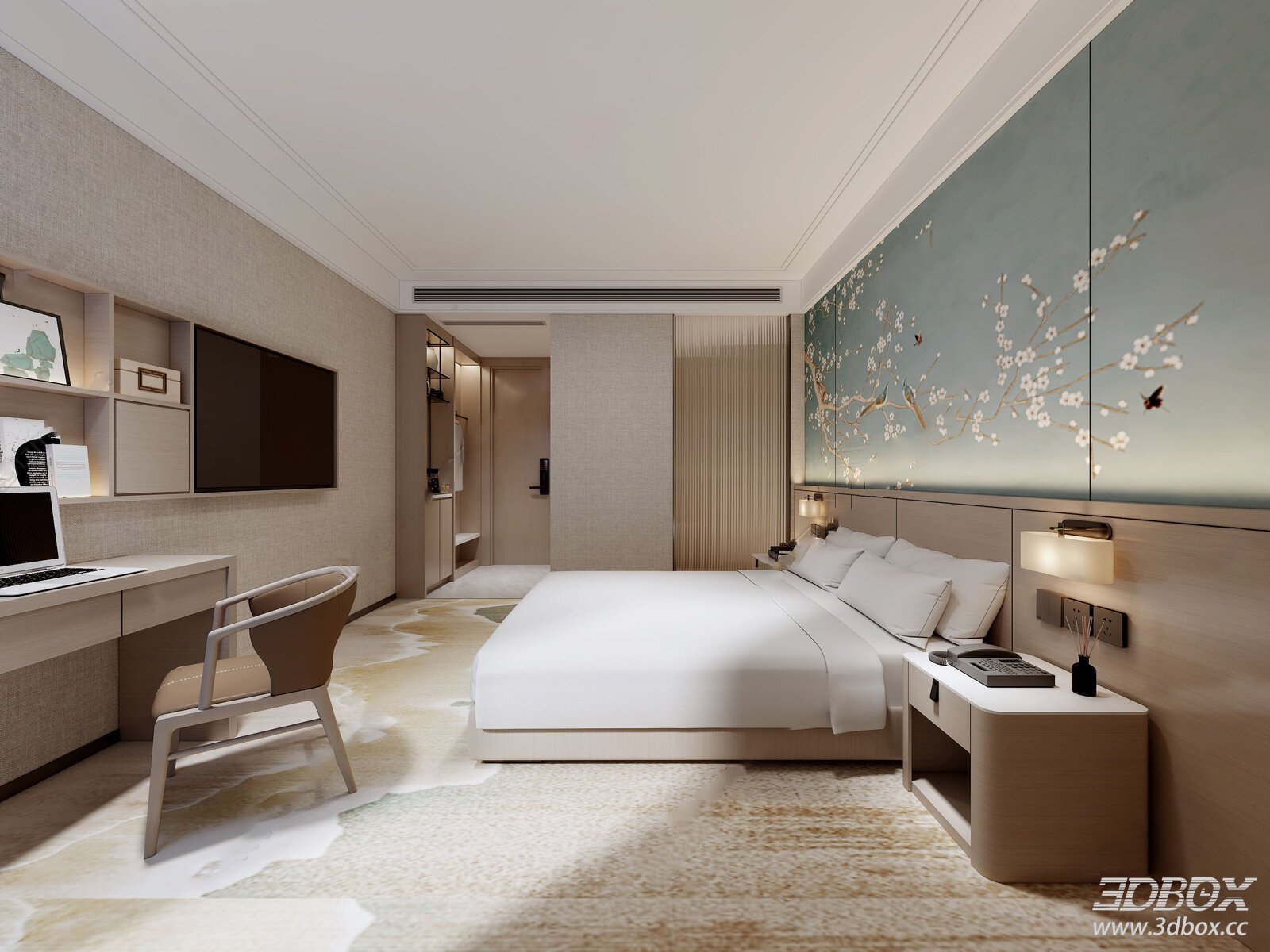 Modern Hotel Bedroom with Elegant Decor