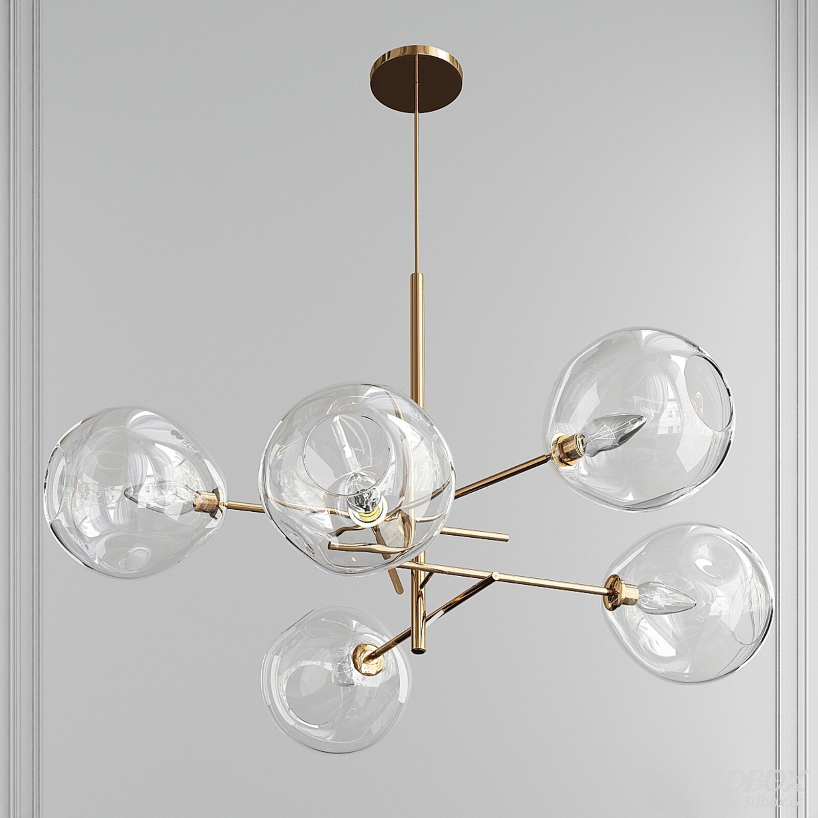 Modern Glass and Brass Chandelier