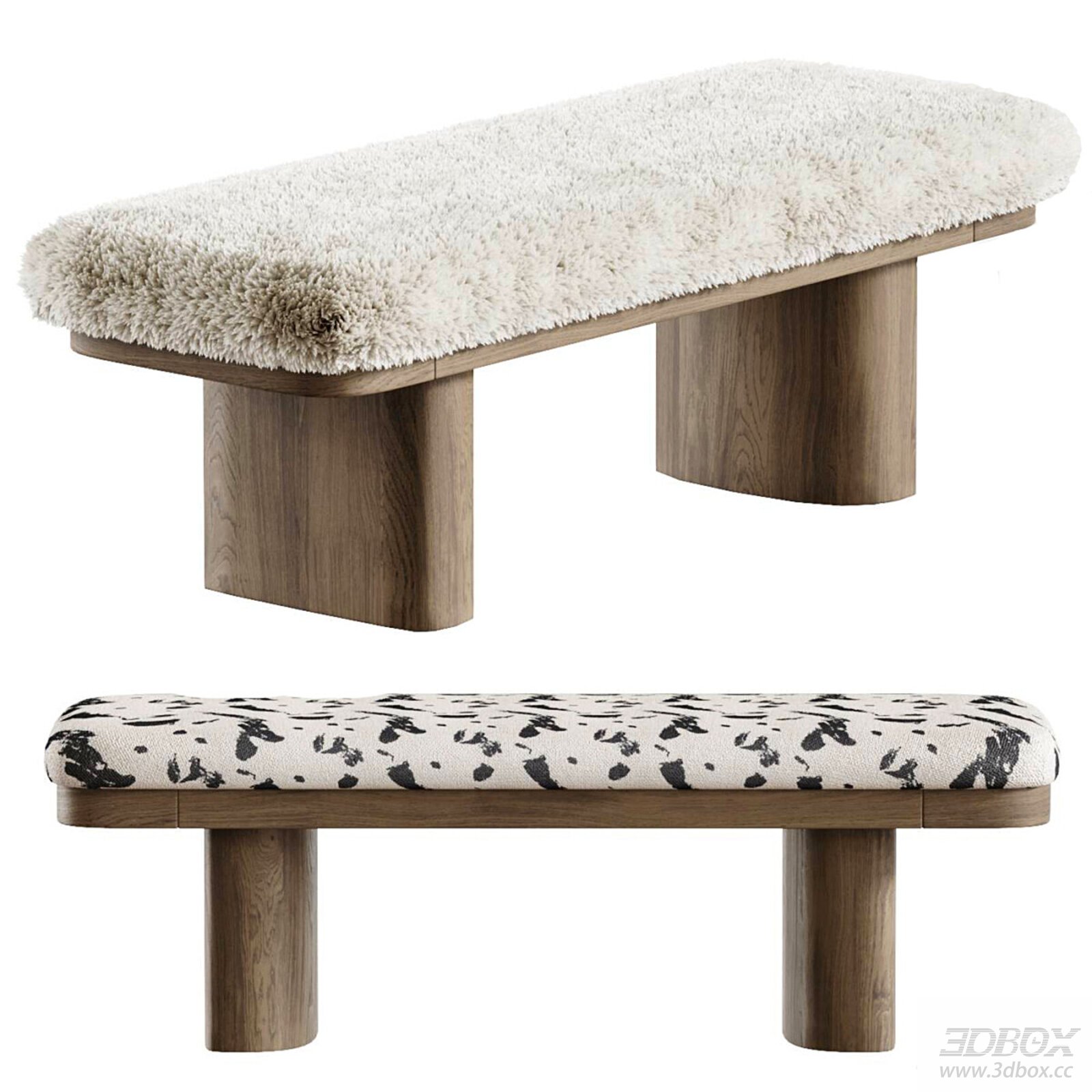 Modern Upholstered Bench with Wooden Legs