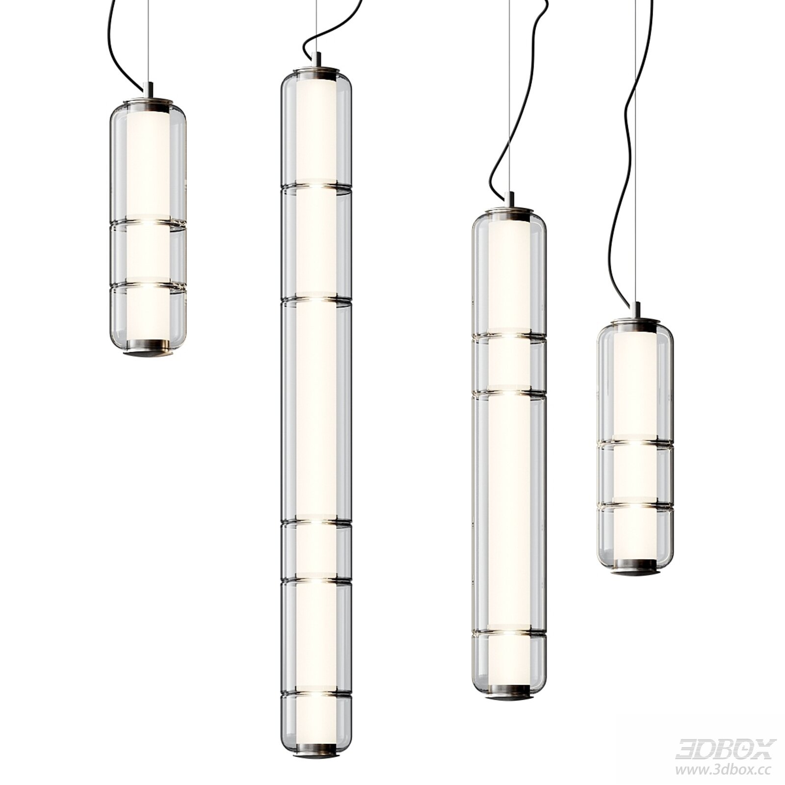 Stacked Suspension Lamps with Transparent Design