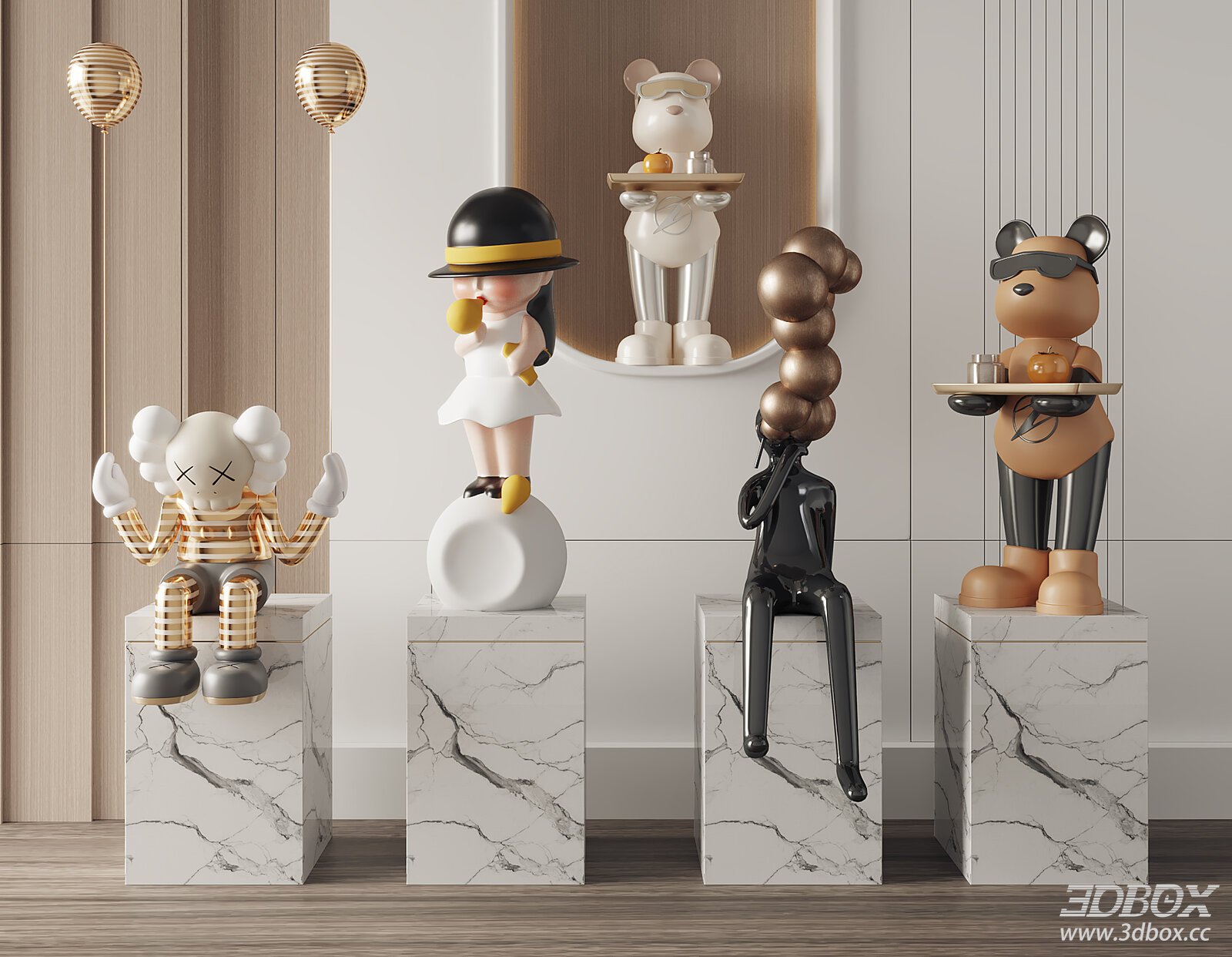 Modern Sculpture Ornament Set
