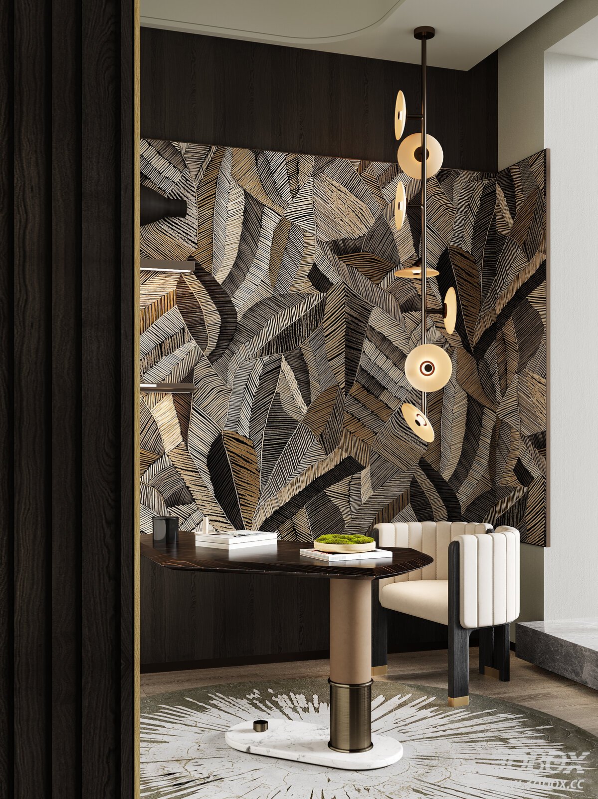 Luxury - style Study Room with Artistic Wall