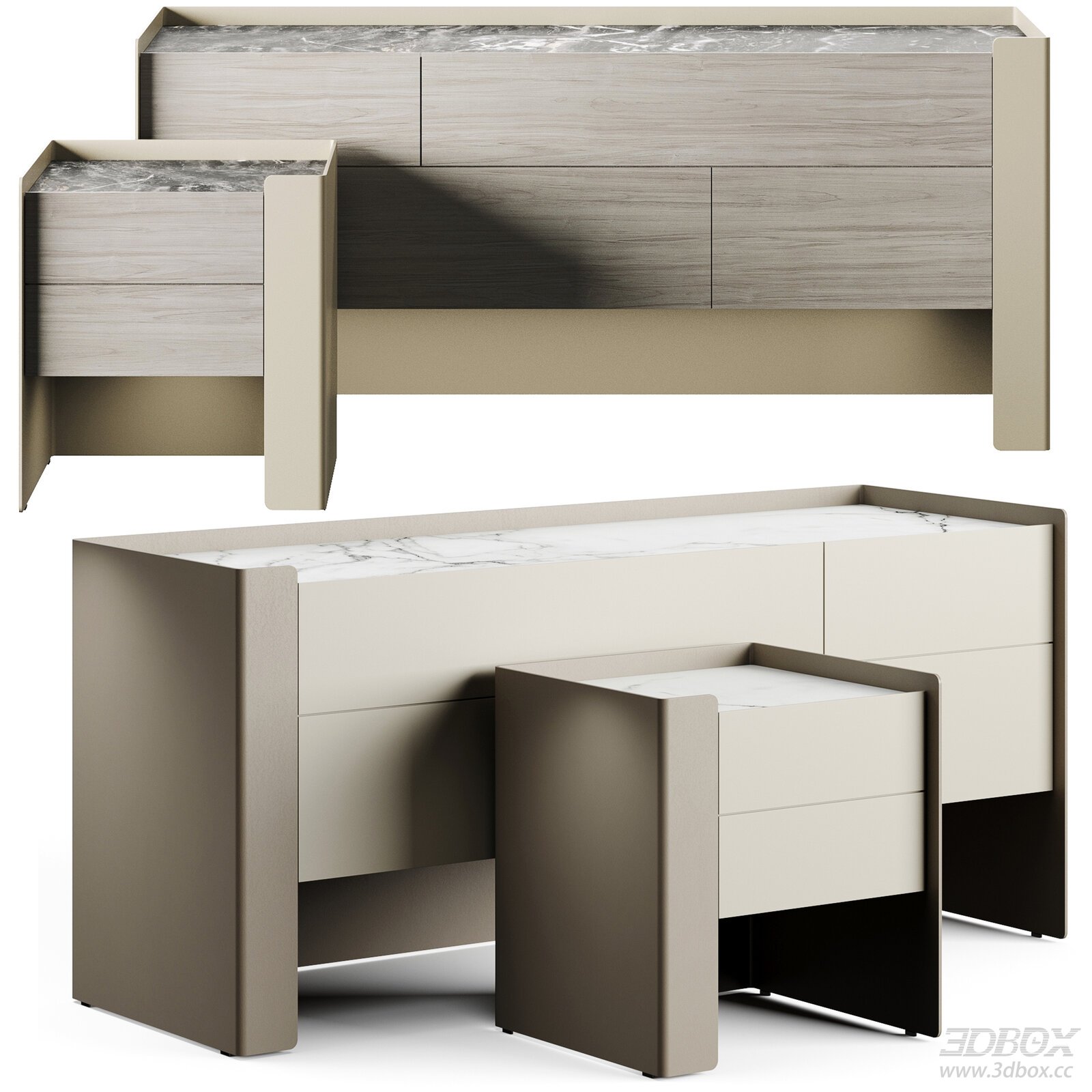 Modern Nightstand with Marble Top