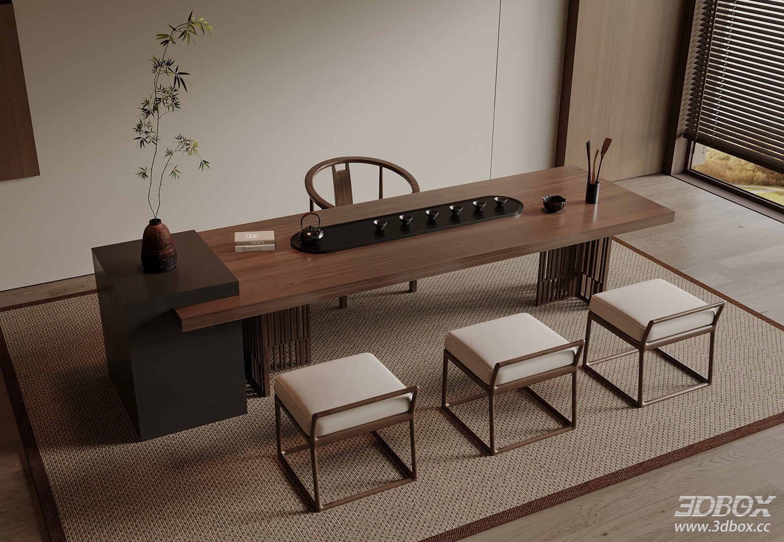 Chinese Zen - style Tea Table and Chairs Set