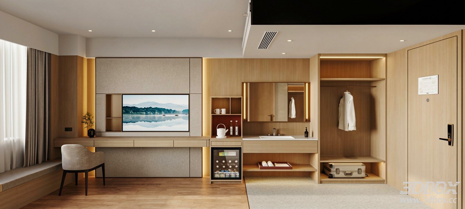 Minimalist Japanese - style Hotel Bedroom