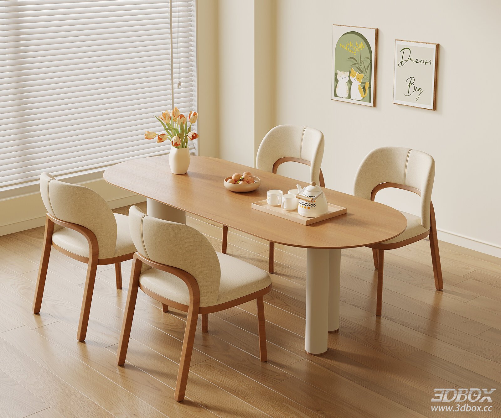 Modern Cream - style Dining Table and Chairs