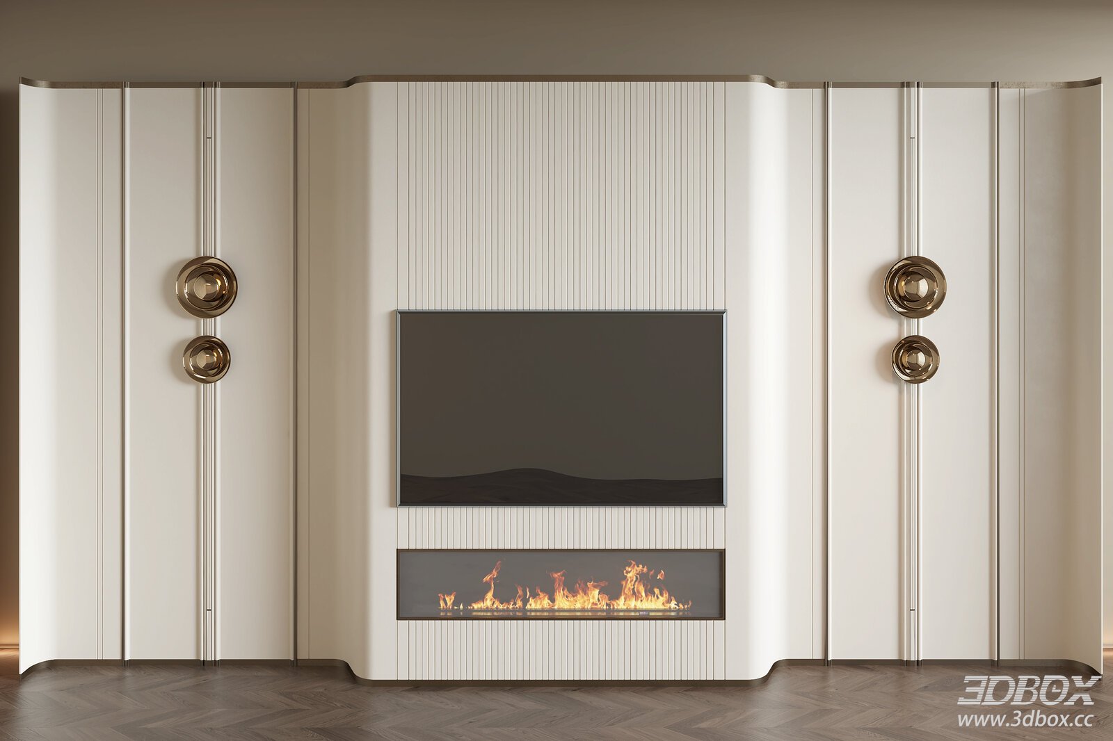 Modern TV Wall with Fireplace