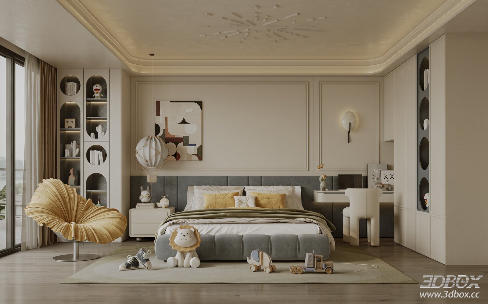 Modern Kids Bedroom with Stylish Furniture