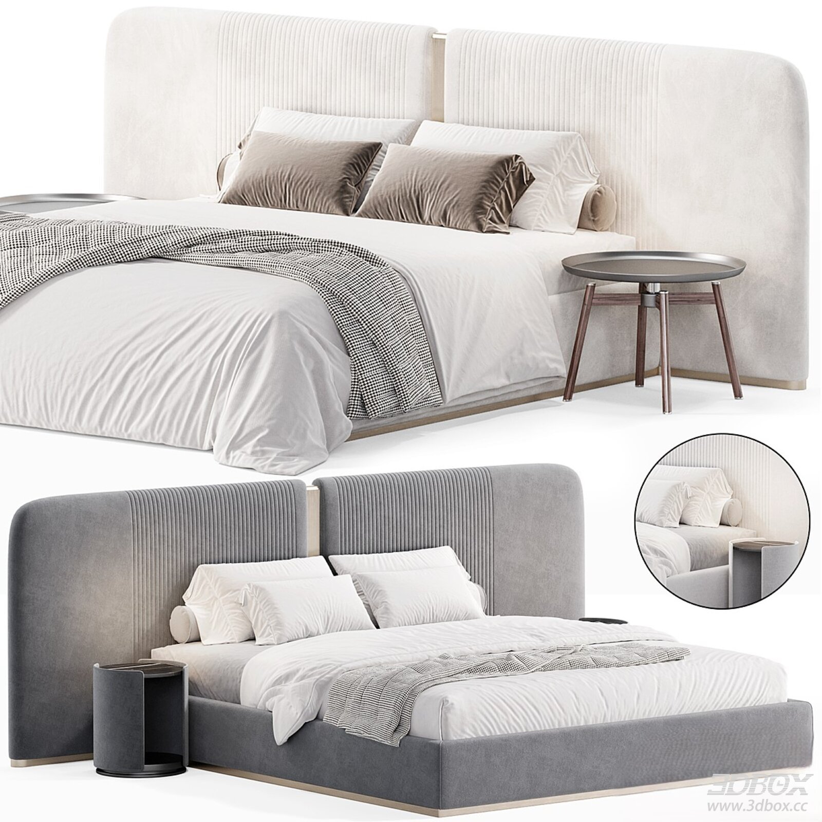 Modern Upholstered Bed with Large Headboard