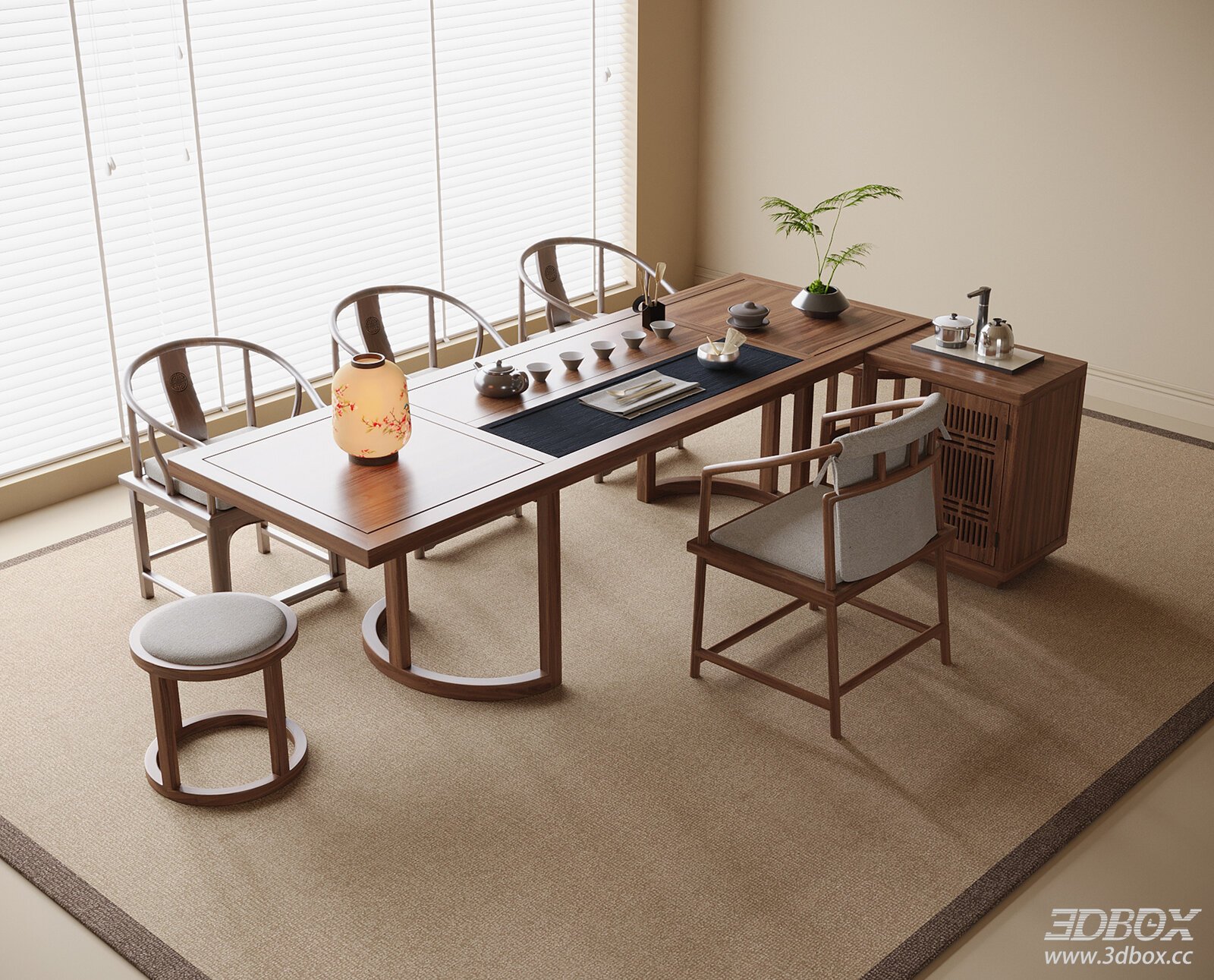 Modern Chinese - style Tea Table and Chairs