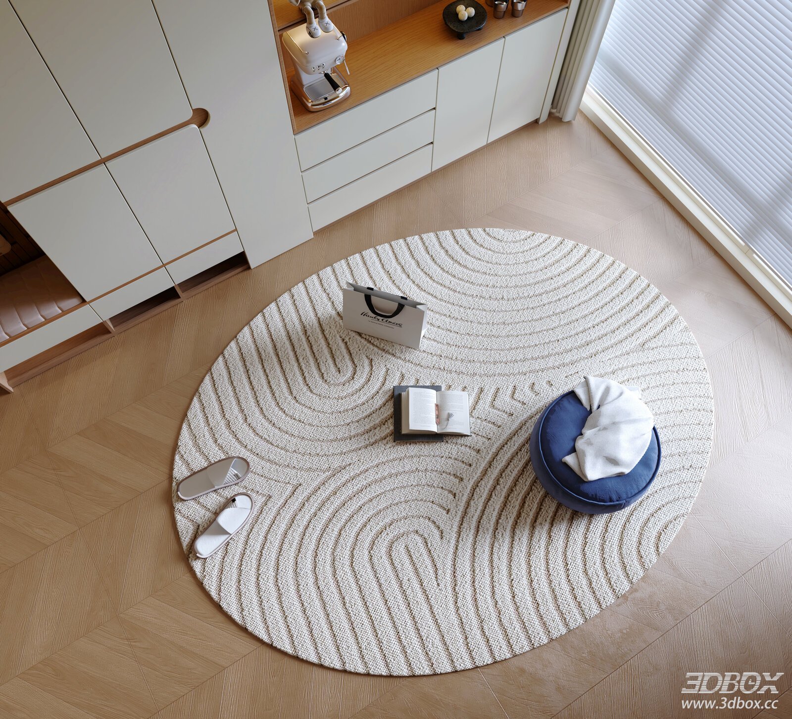 Modern Oval Carpet and Wine Cabinet