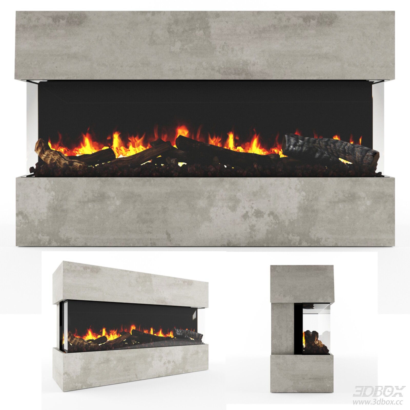 Modern Three - Sided Electric Fireplace with Heating Function